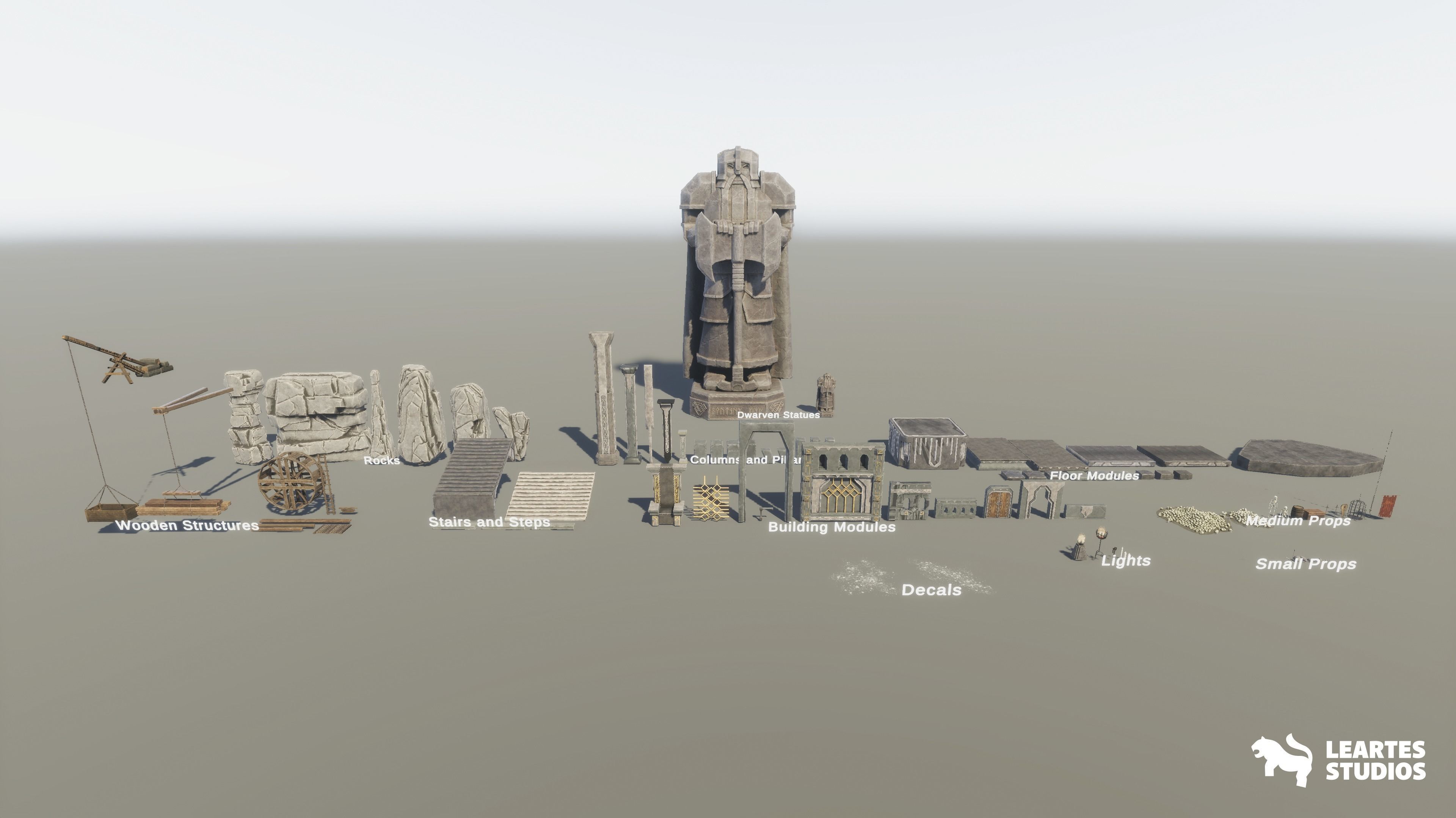 Dwarven Dungeon - Throne Room Low-poly 3D model_9