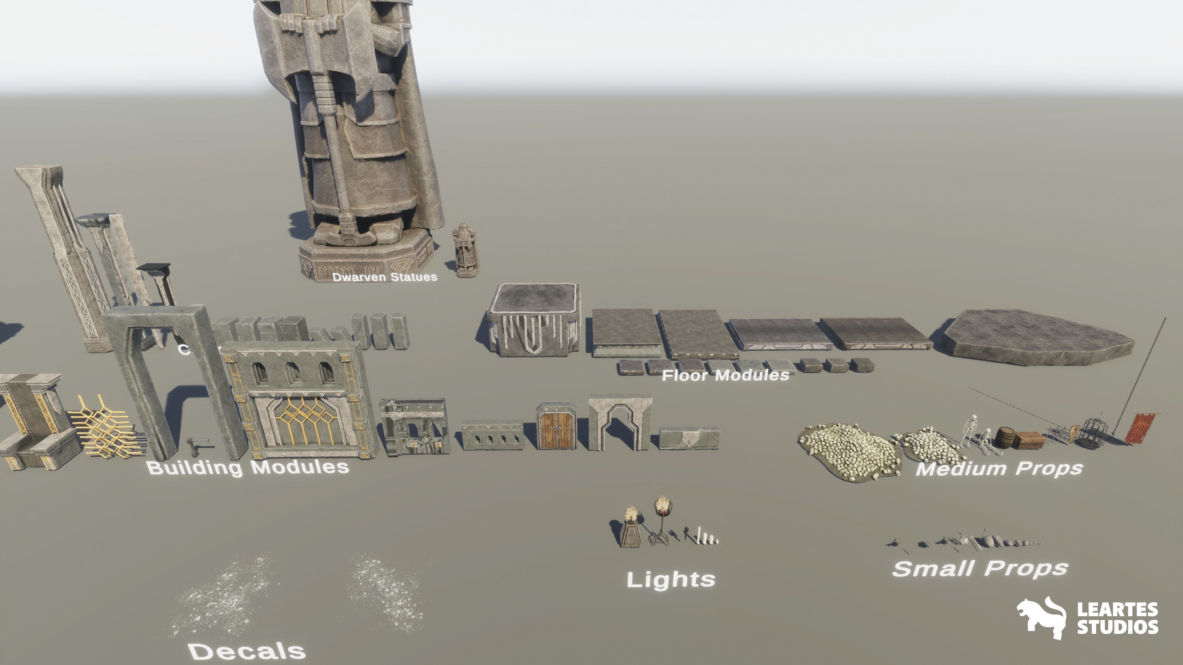 Dwarven Dungeon - Throne Room Low-poly 3D model_7