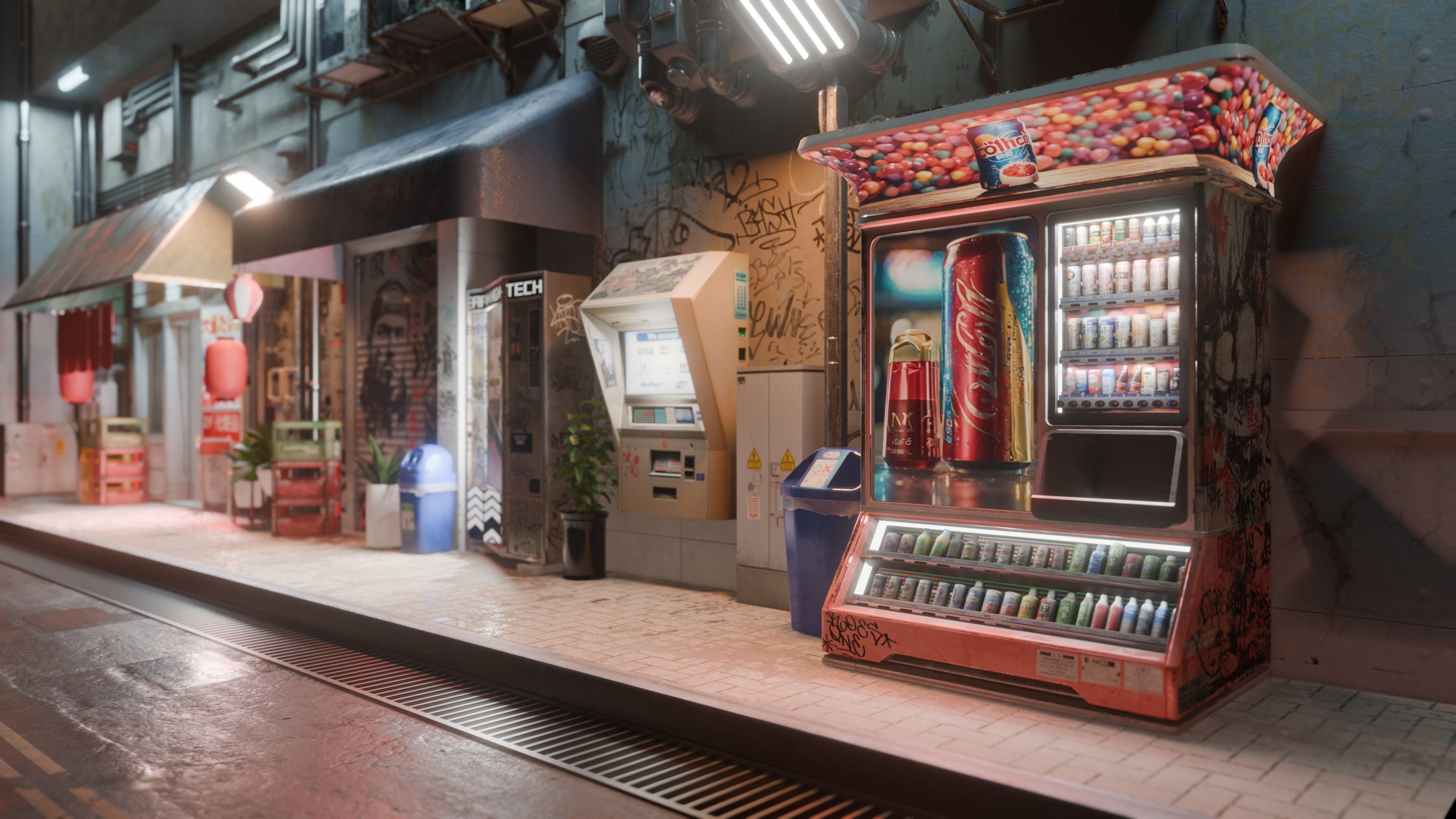 Cyberpunk Street And Vending Machine Low-poly 3D model_6