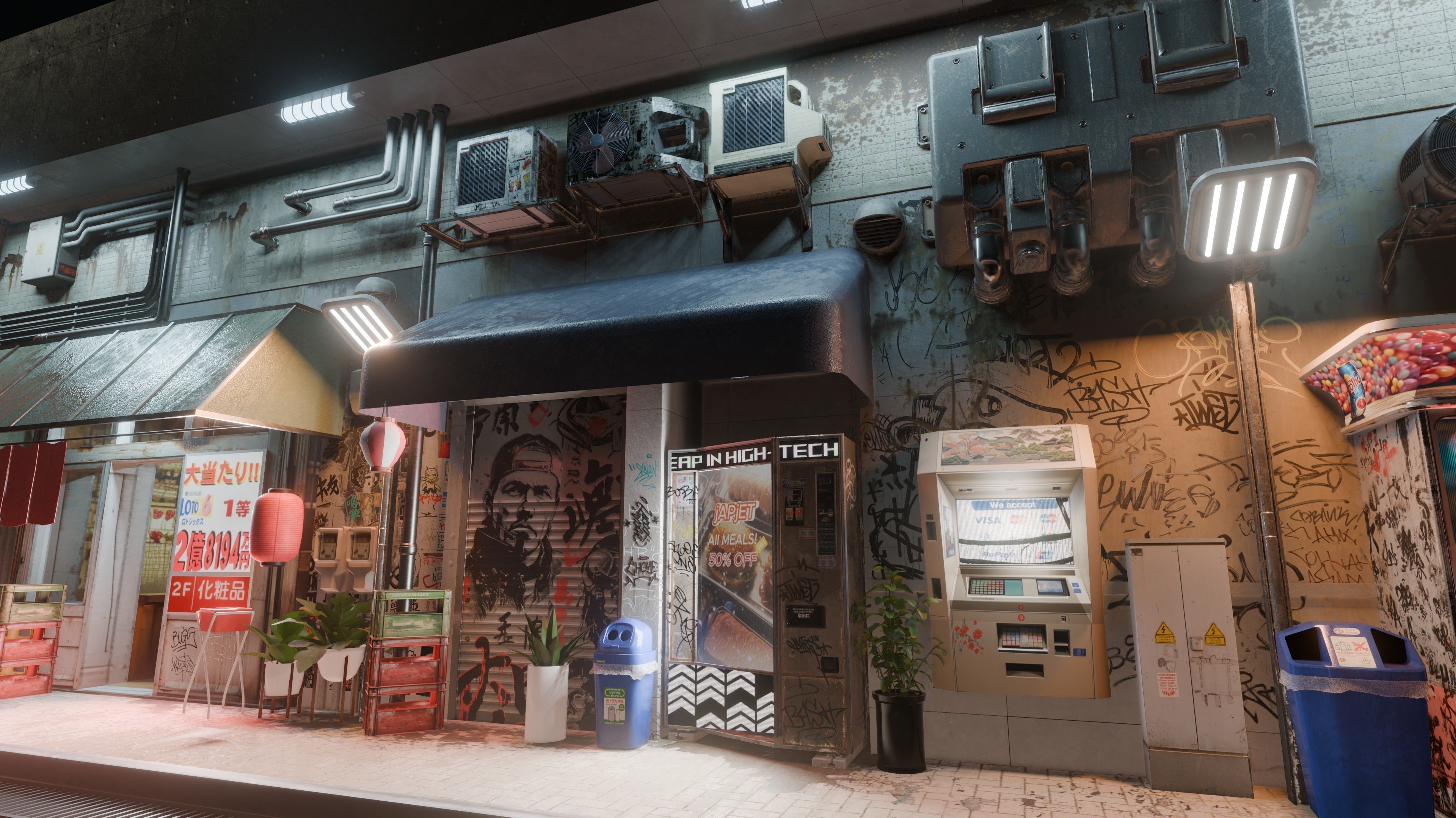 Cyberpunk Street And Vending Machine Low-poly 3D model_12
