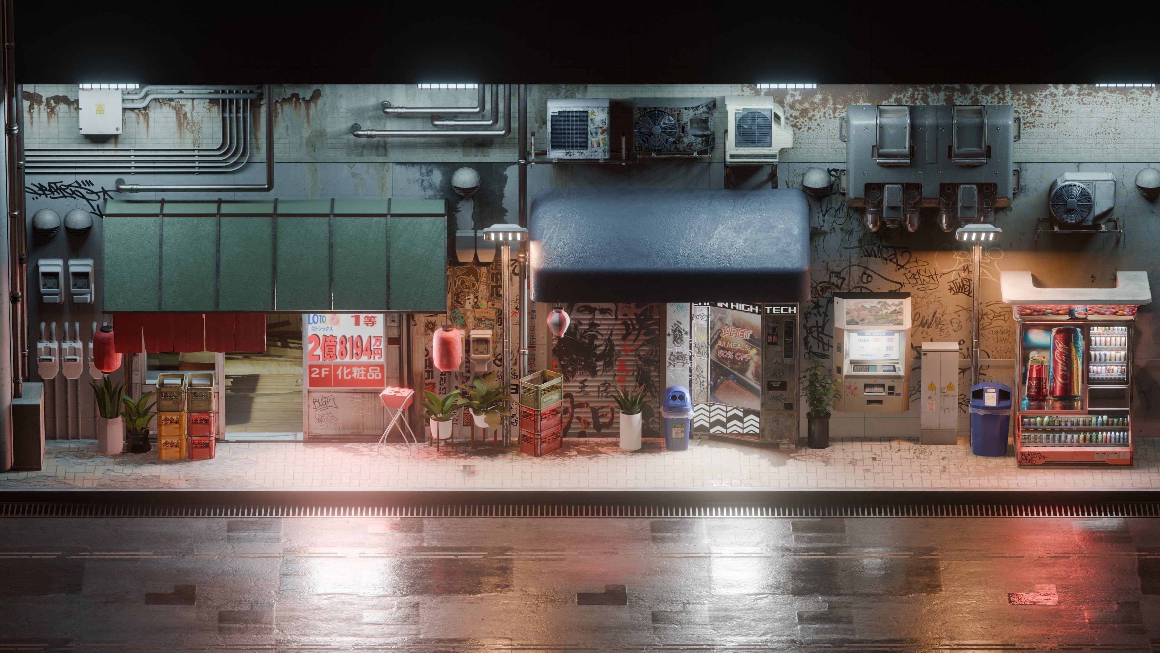 Cyberpunk Street And Vending Machine Low-poly 3D model_15