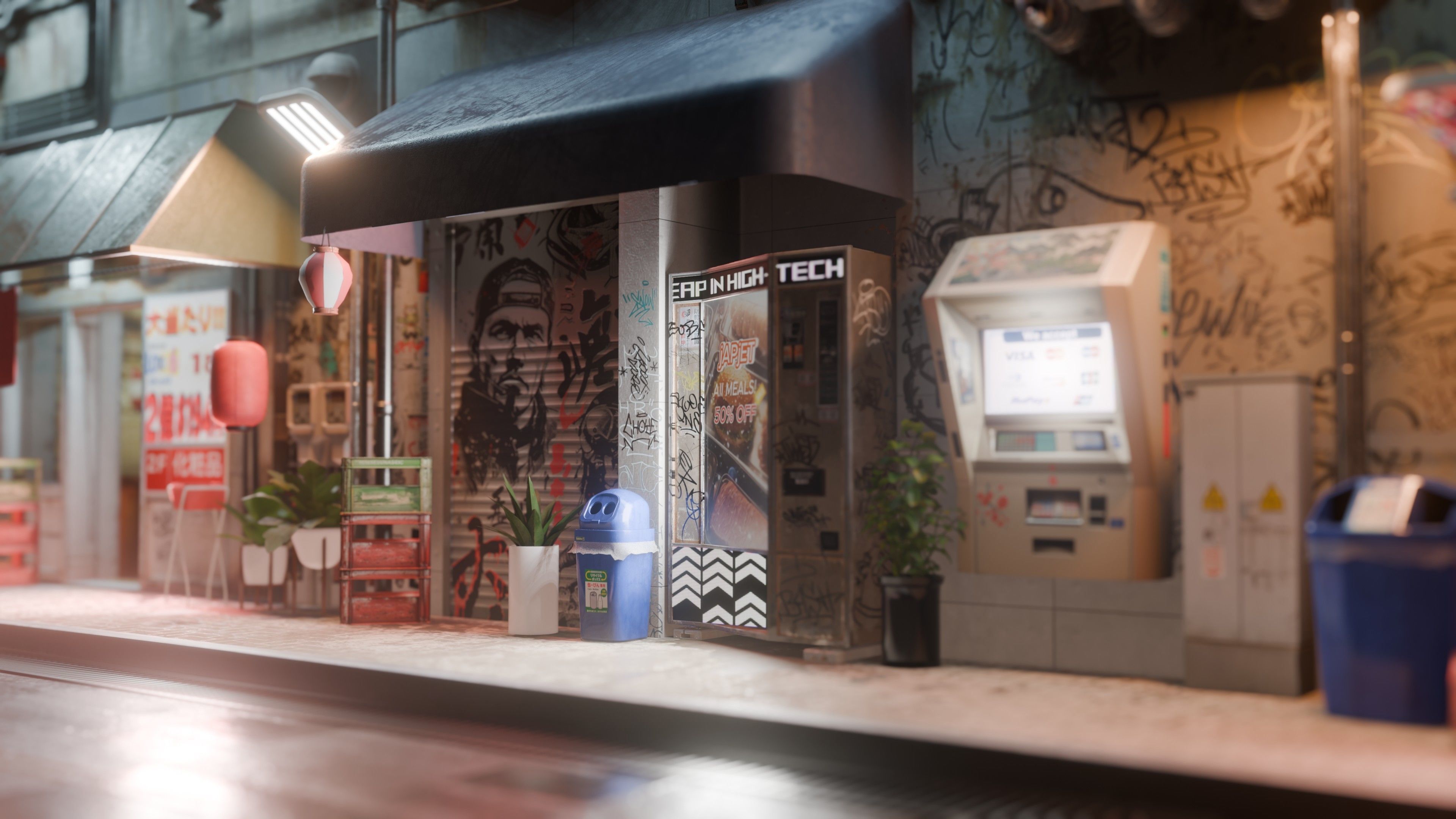 Cyberpunk Street And Vending Machine Low-poly 3D model_8