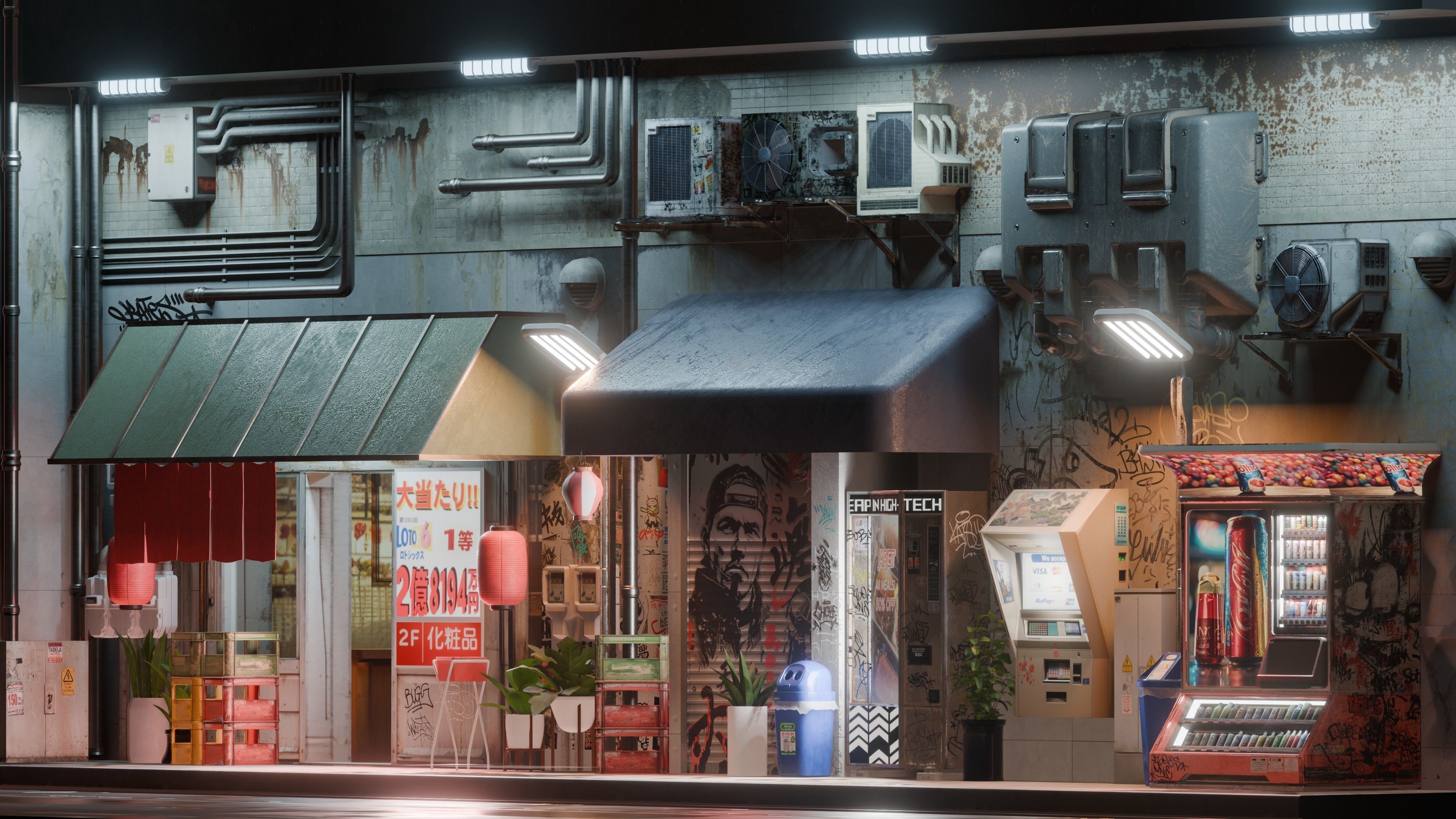 Cyberpunk Street And Vending Machine Low-poly 3D model_16