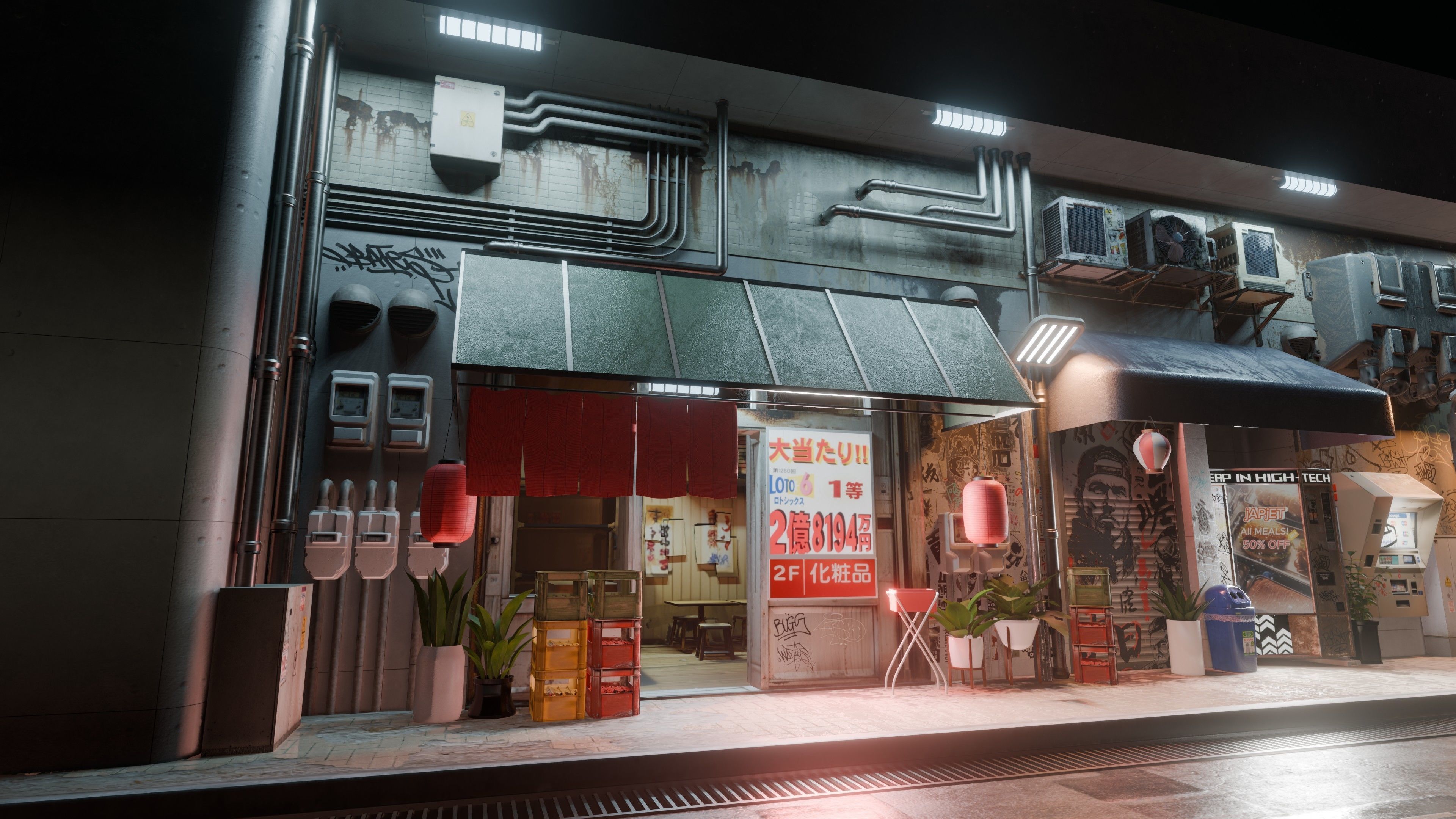 Cyberpunk Street And Vending Machine Low-poly 3D model_13
