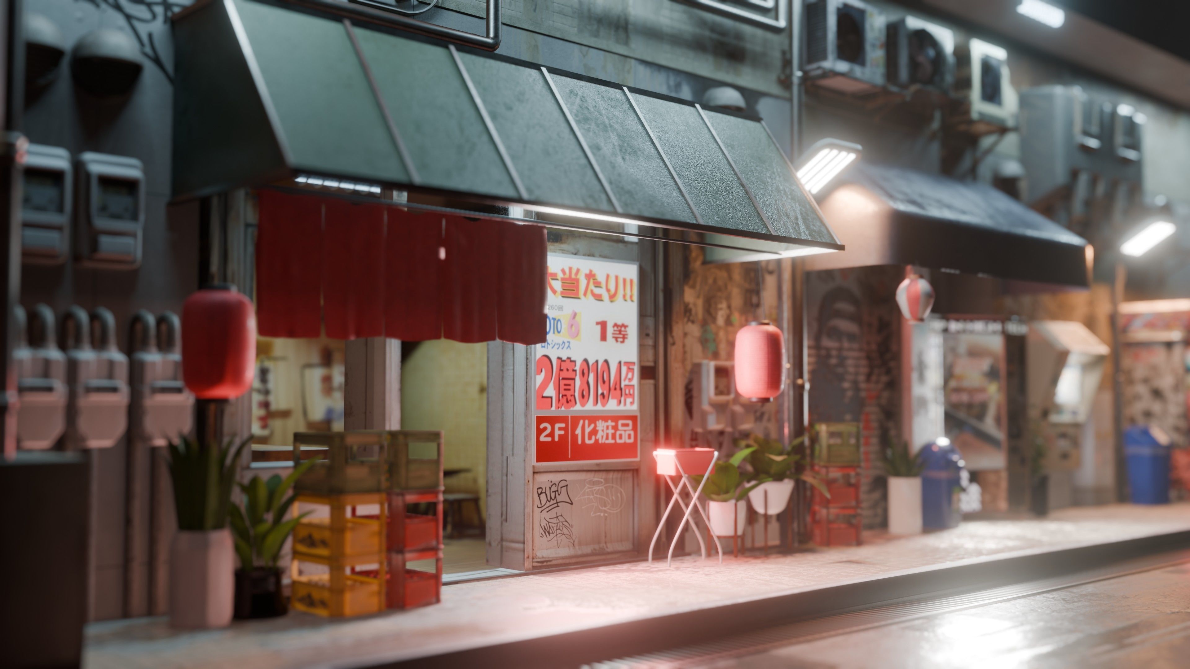 Cyberpunk Street And Vending Machine Low-poly 3D model_7