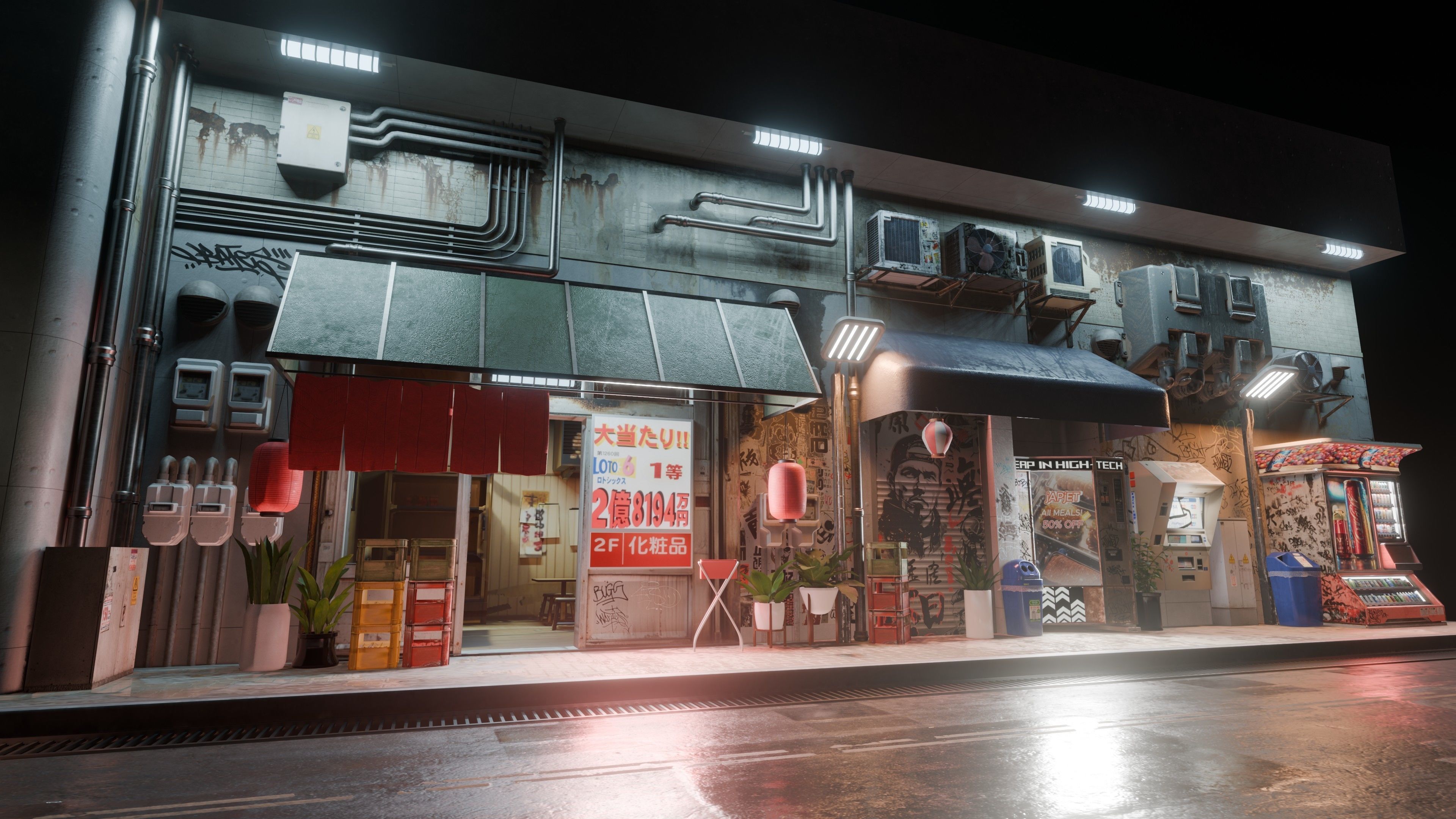 Cyberpunk Street And Vending Machine Low-poly 3D model_11
