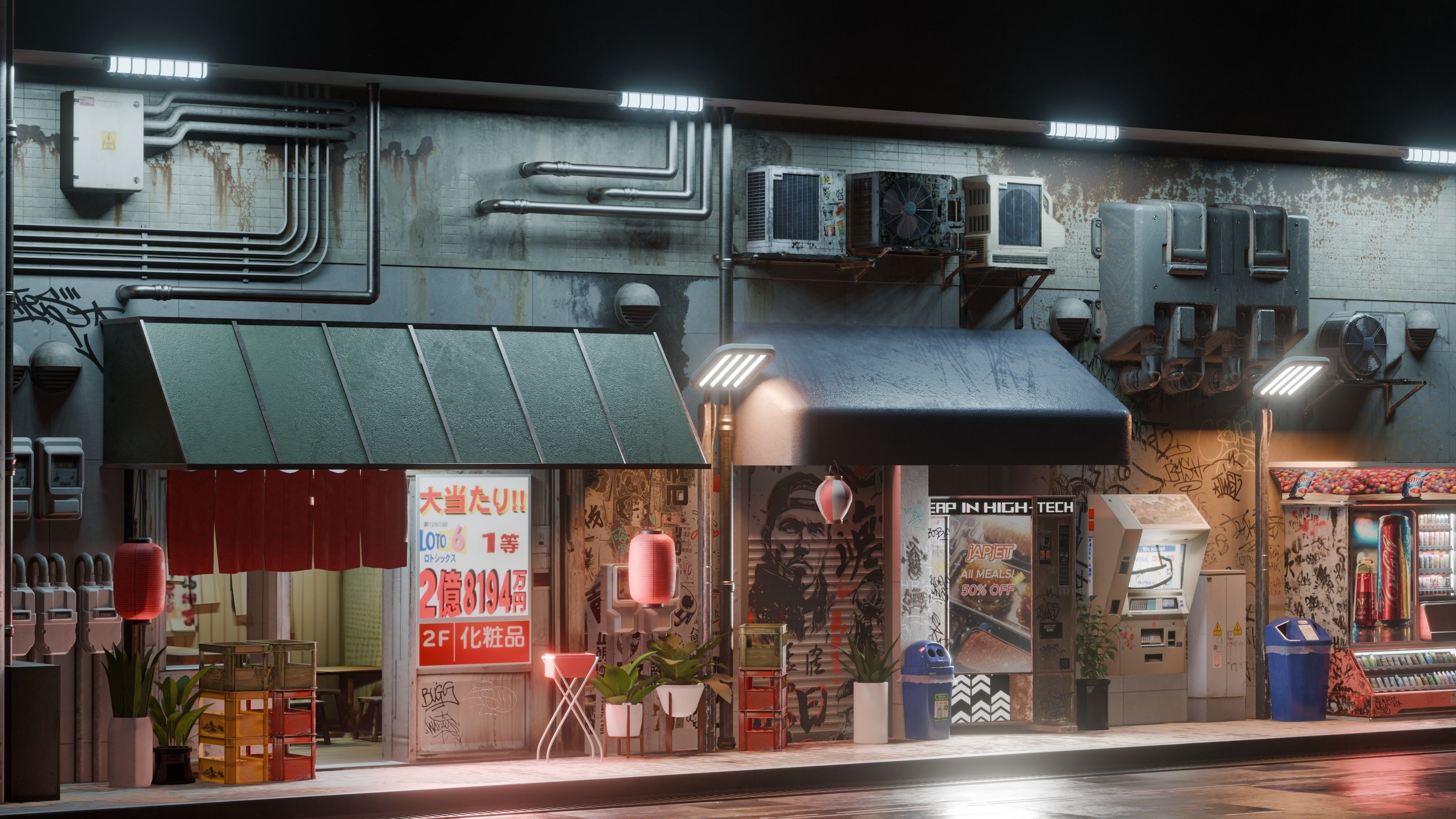 Cyberpunk Street And Vending Machine Low-poly 3D model_3