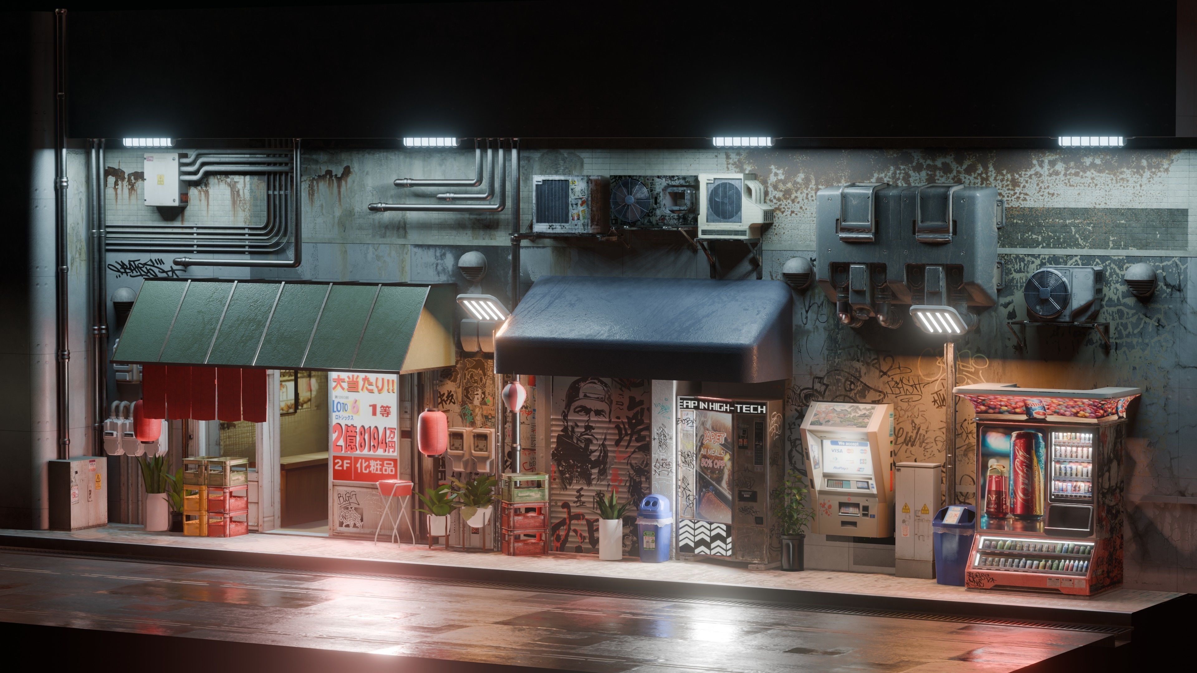 Cyberpunk Street And Vending Machine Low-poly 3D model_14
