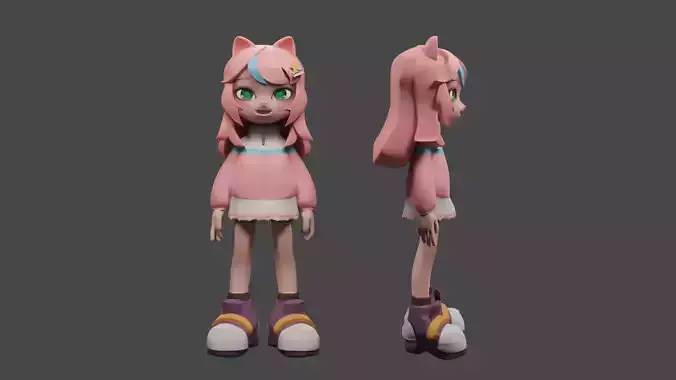 Base Mesh Chibi Anime Body Low-poly