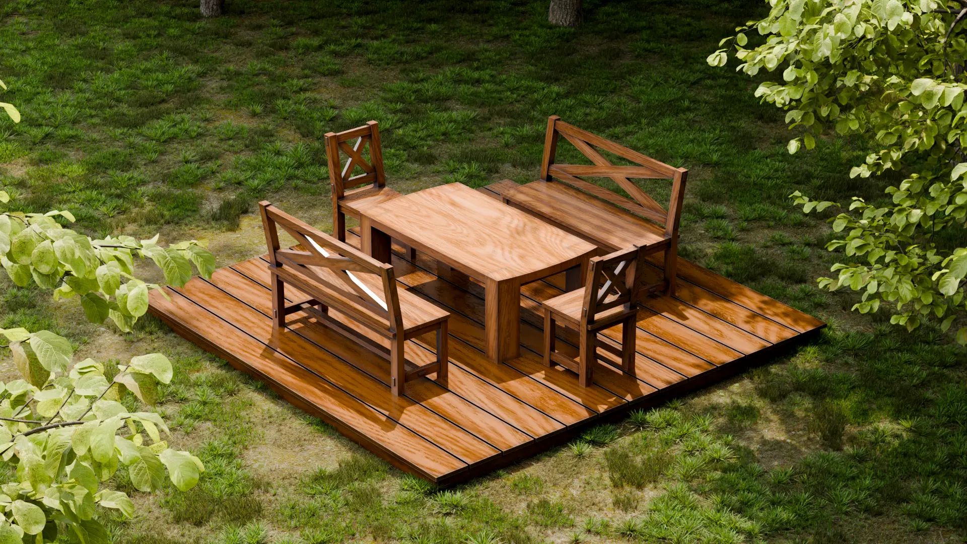 Garden Sitting Set Free low-poly 3D model