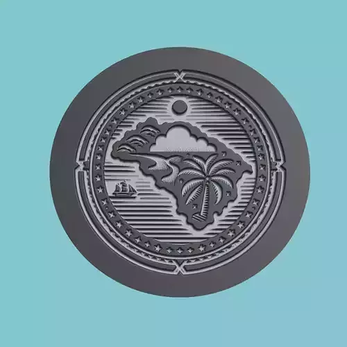 Sao Tome and Principe Map Medallion Wall Art Printer