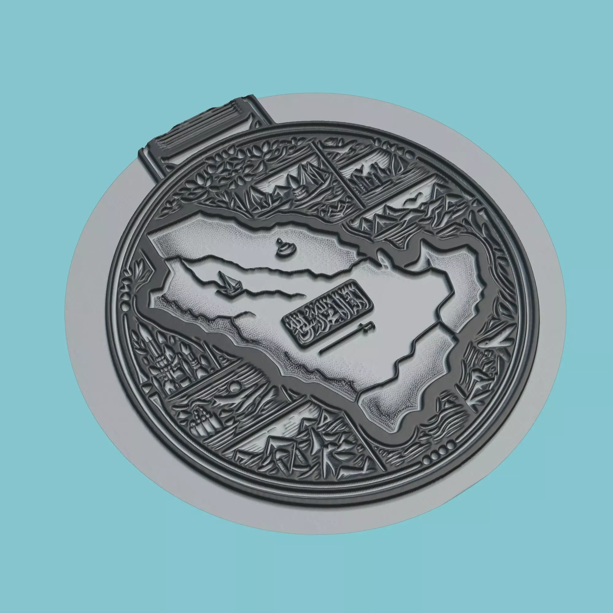 Saudi Arabia Map Medallion Wall Art Printer 3D print model