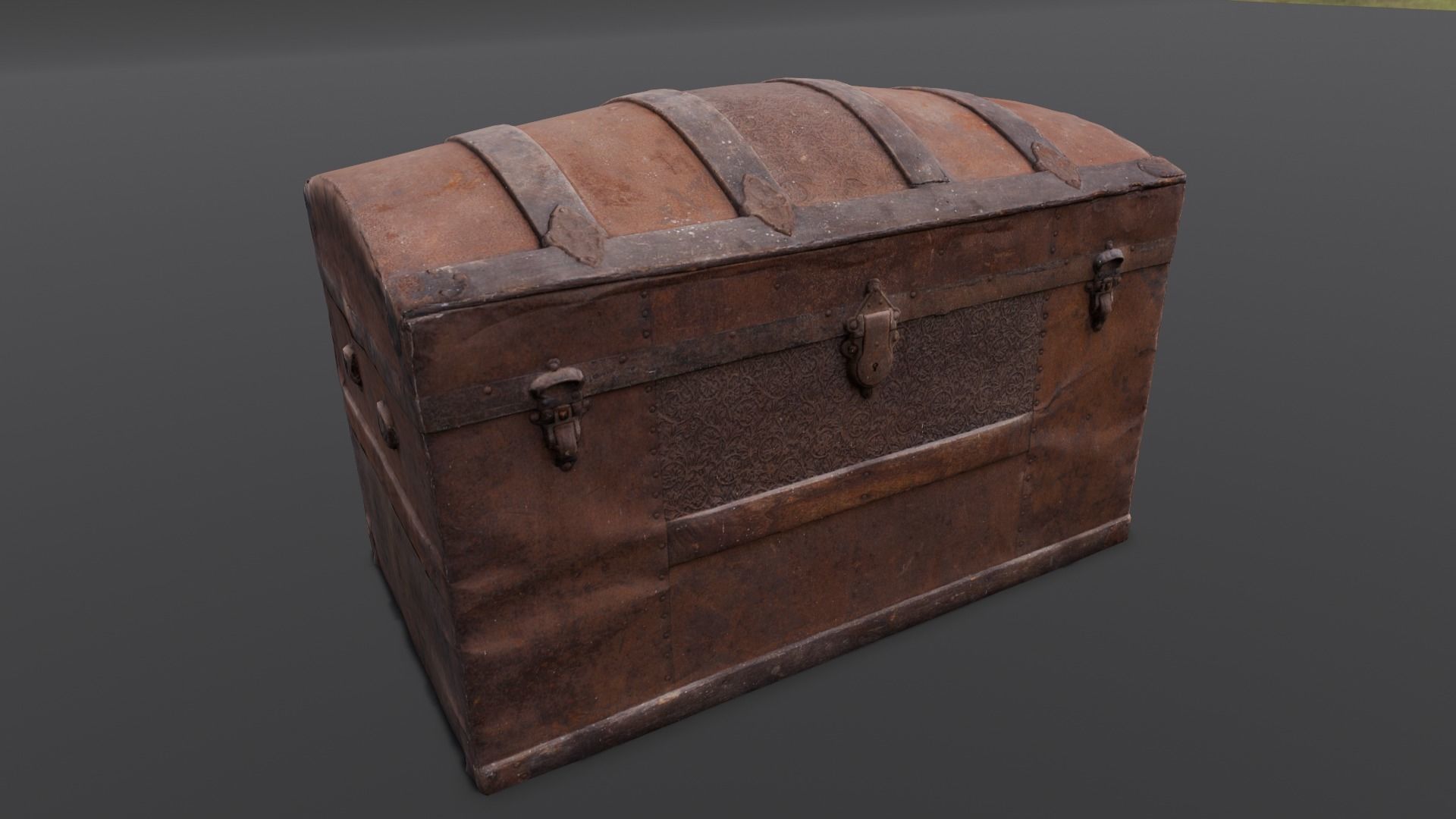 Wooden Trunk Box Low-poly 3D model_2