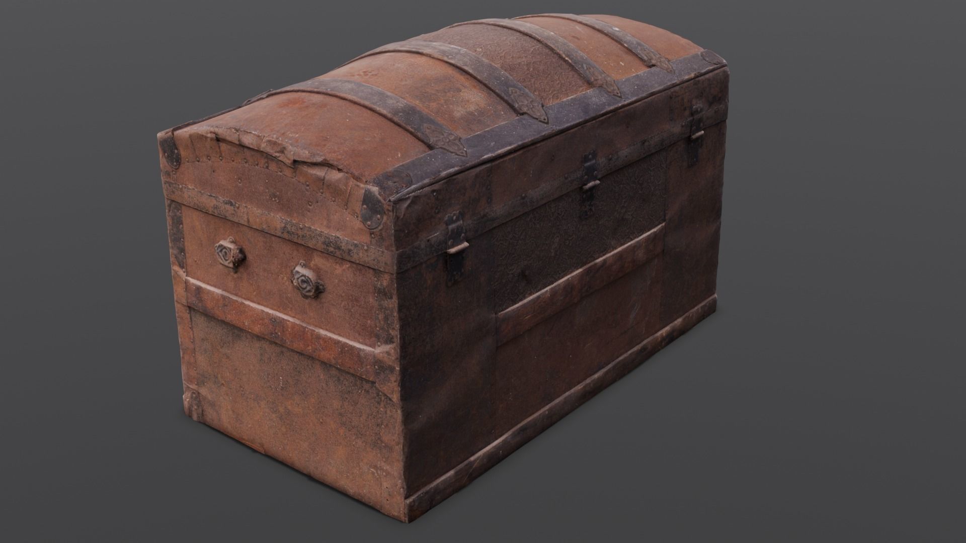 Wooden Trunk Box Low-poly 3D model_10