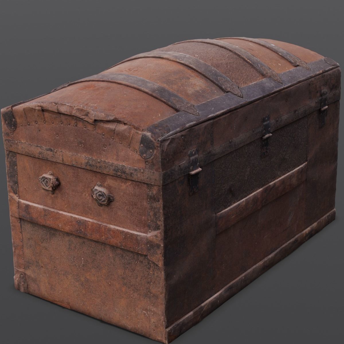 Wooden Trunk Box Low-poly 3D model_5