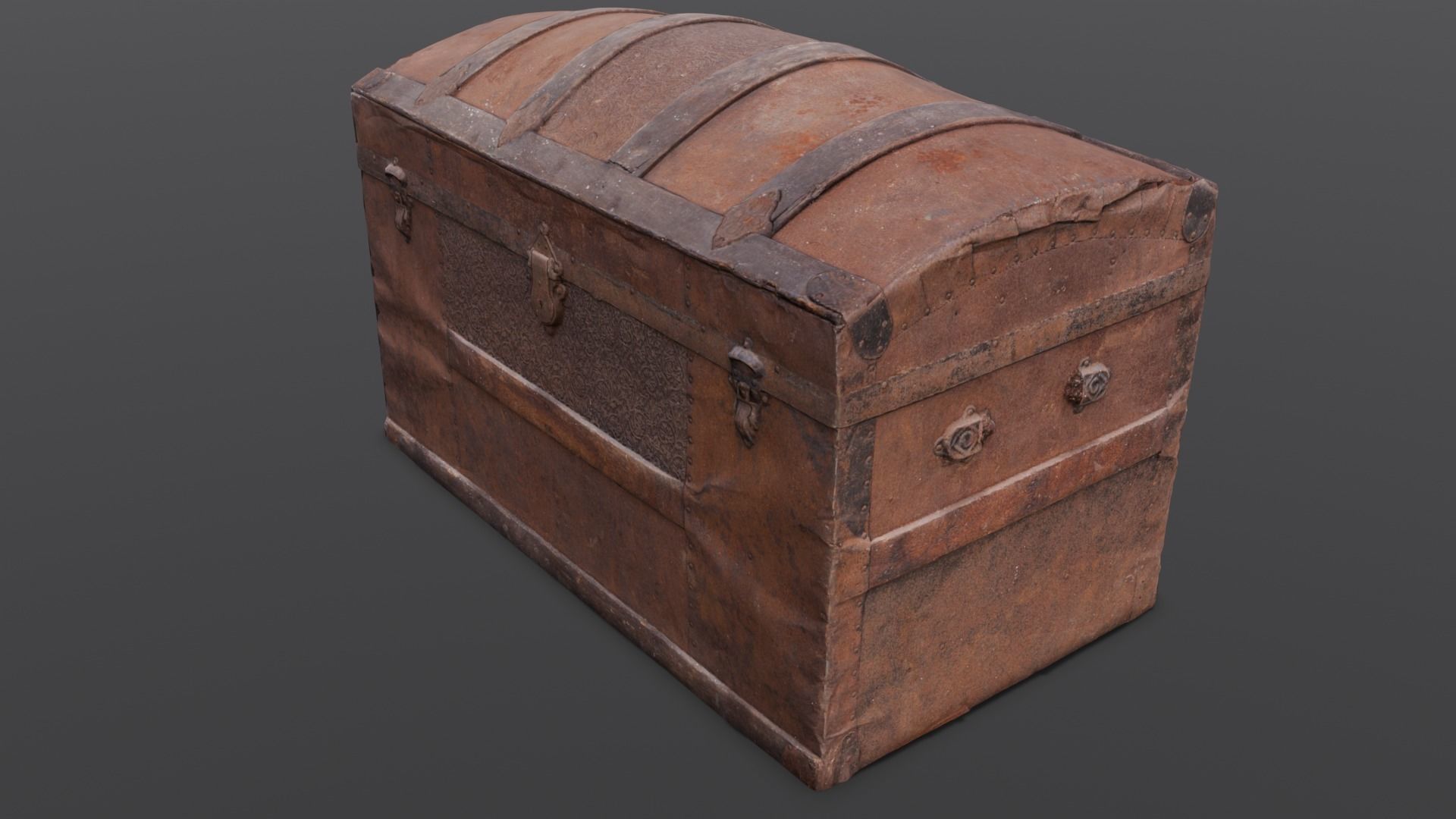 Wooden Trunk Box Low-poly 3D model_16