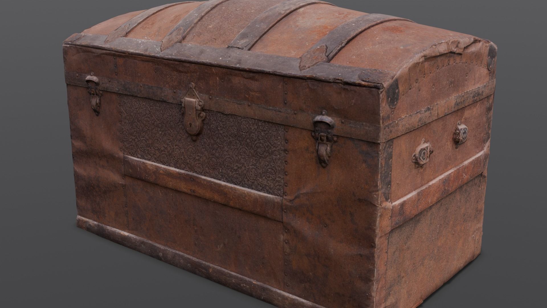 Wooden Trunk Box Low-poly 3D model_4