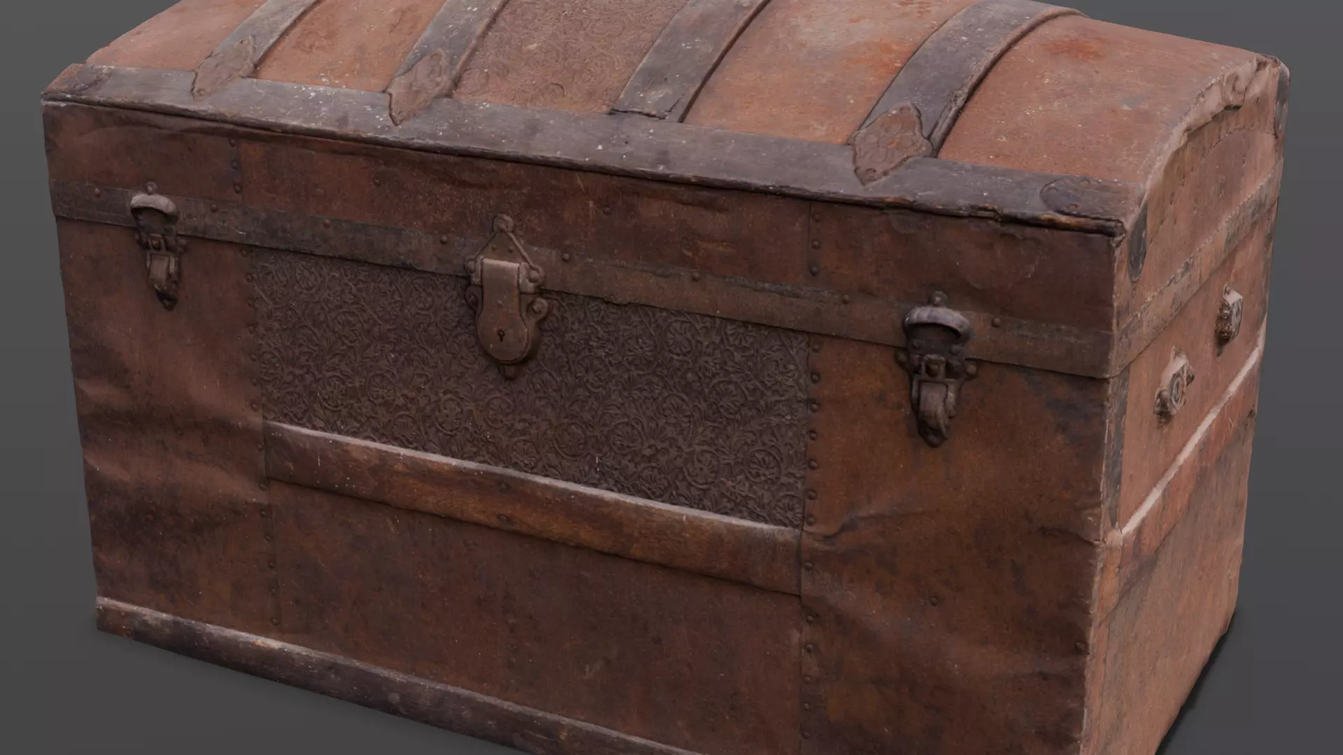 Wooden Trunk Box Low-poly 3D model_0