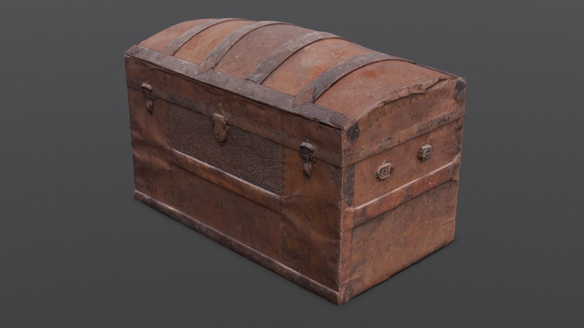 Wooden Trunk Box Low-poly 3D model_19