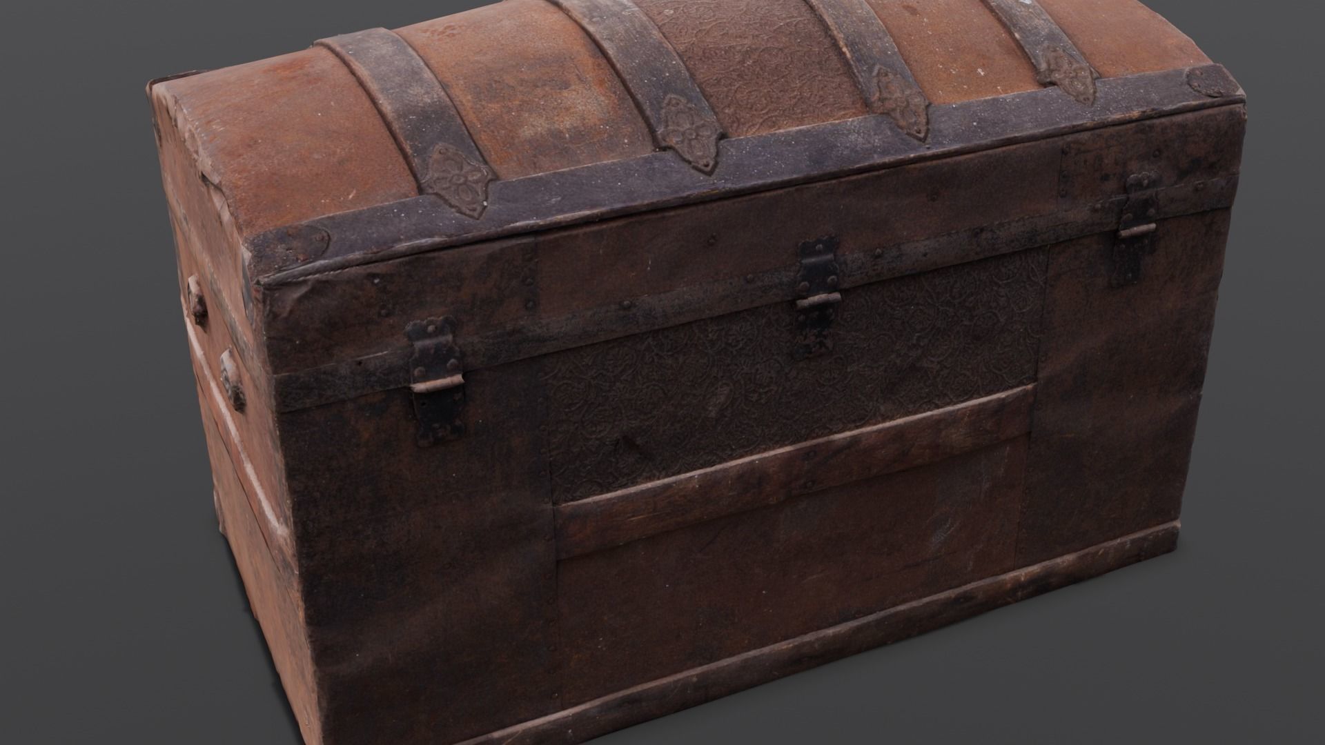 Wooden Trunk Box Low-poly 3D model_11