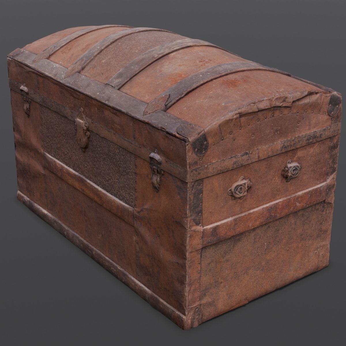 Wooden Trunk Box Low-poly 3D model_9