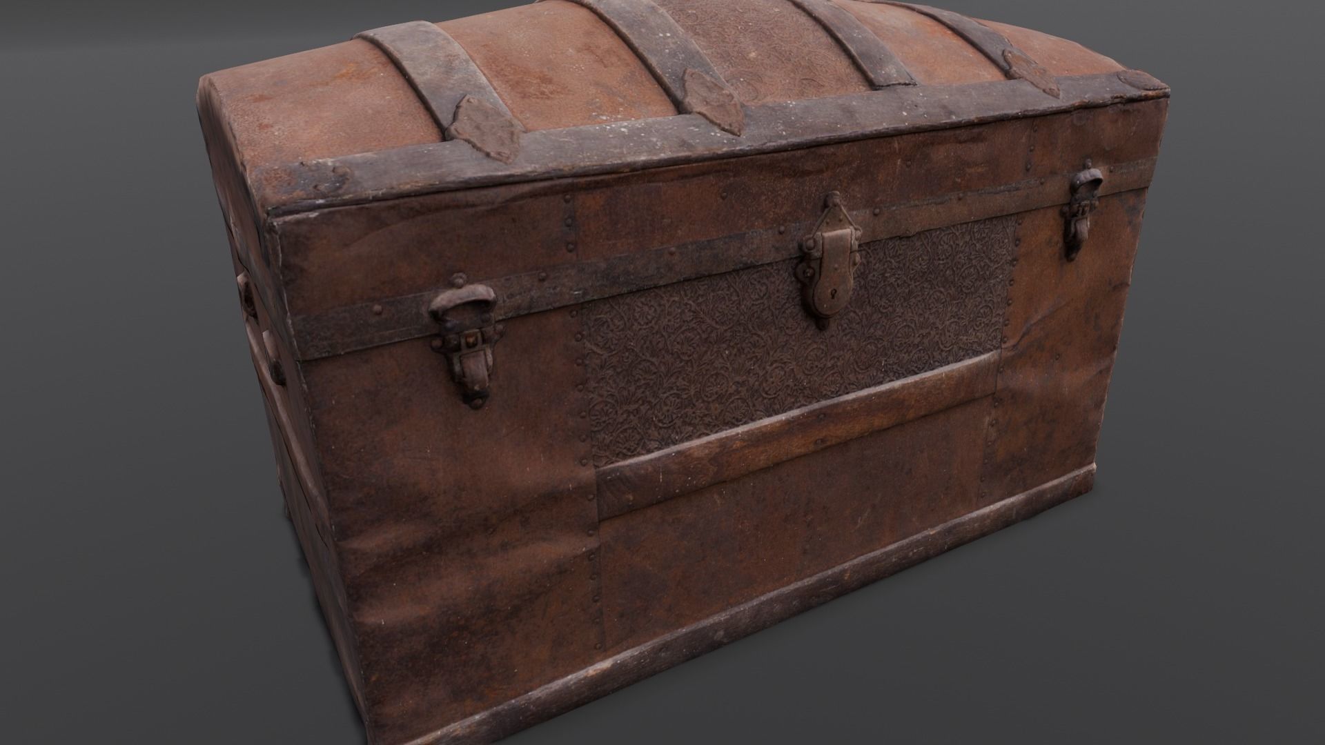 Wooden Trunk Box Low-poly 3D model_22