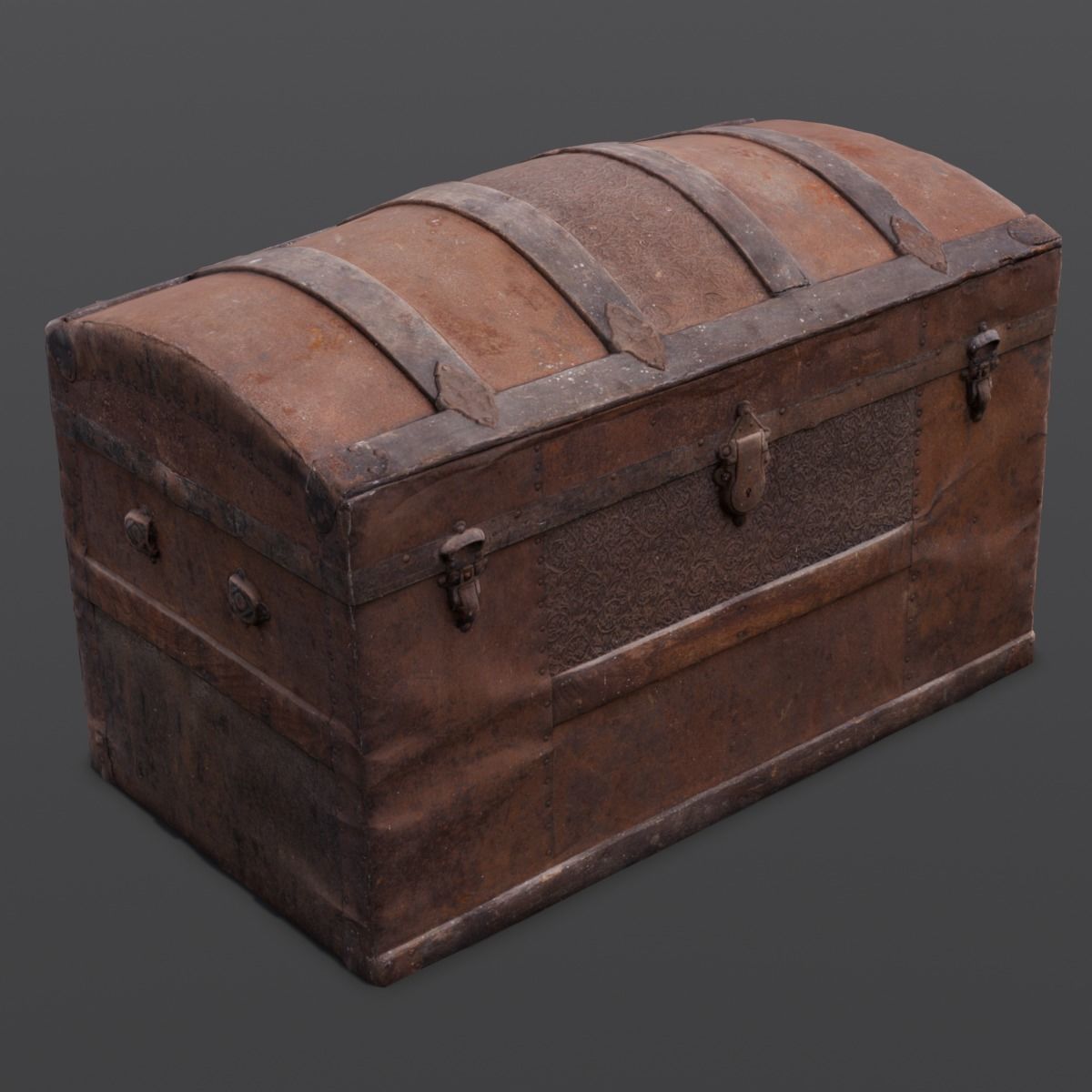 Wooden Trunk Box Low-poly 3D model_8