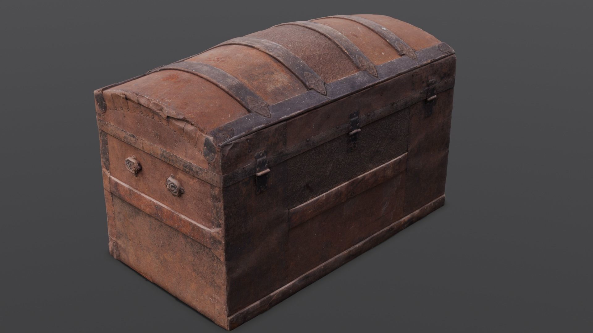 Wooden Trunk Box Low-poly 3D model_20