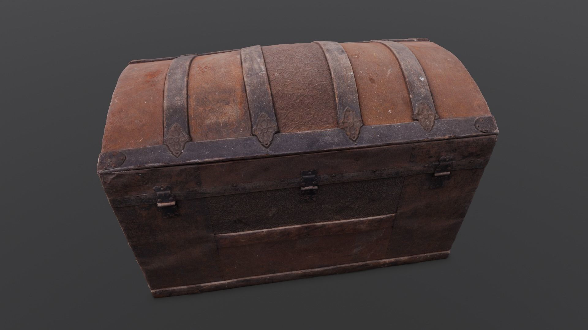 Wooden Trunk Box Low-poly 3D model_1