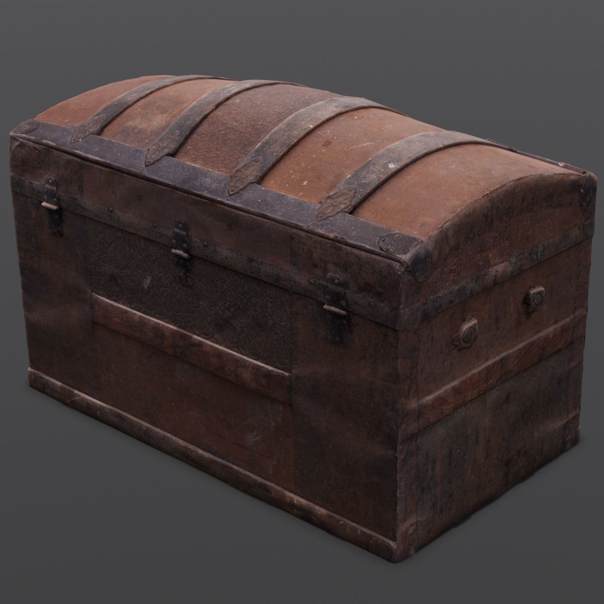 Wooden Trunk Box Low-poly 3D model_7