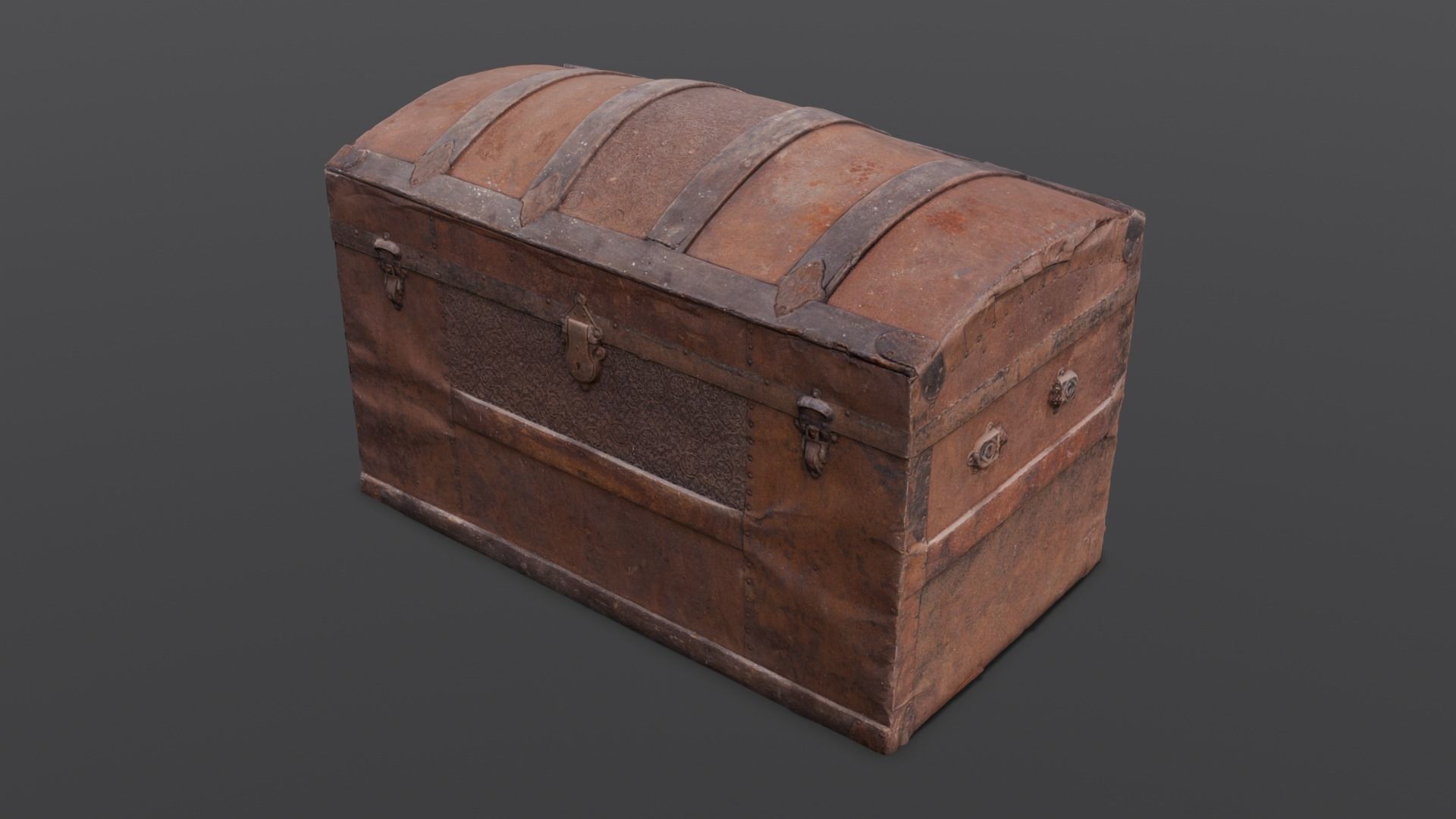 Wooden Trunk Box Low-poly 3D model_17