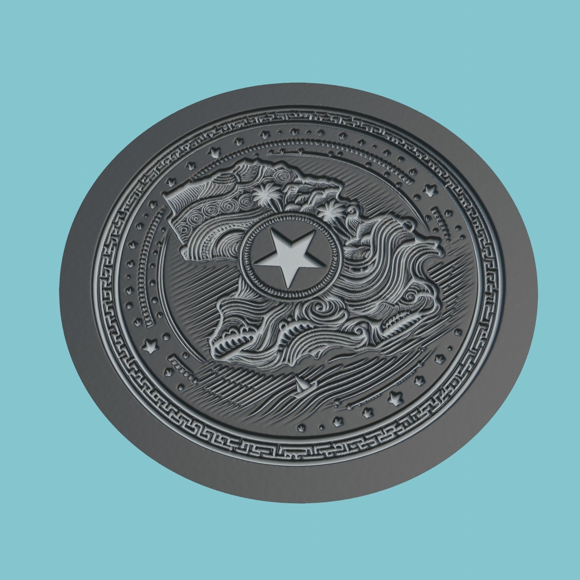 Senegal Map Medallion Wall Art Printer 3D print model_1