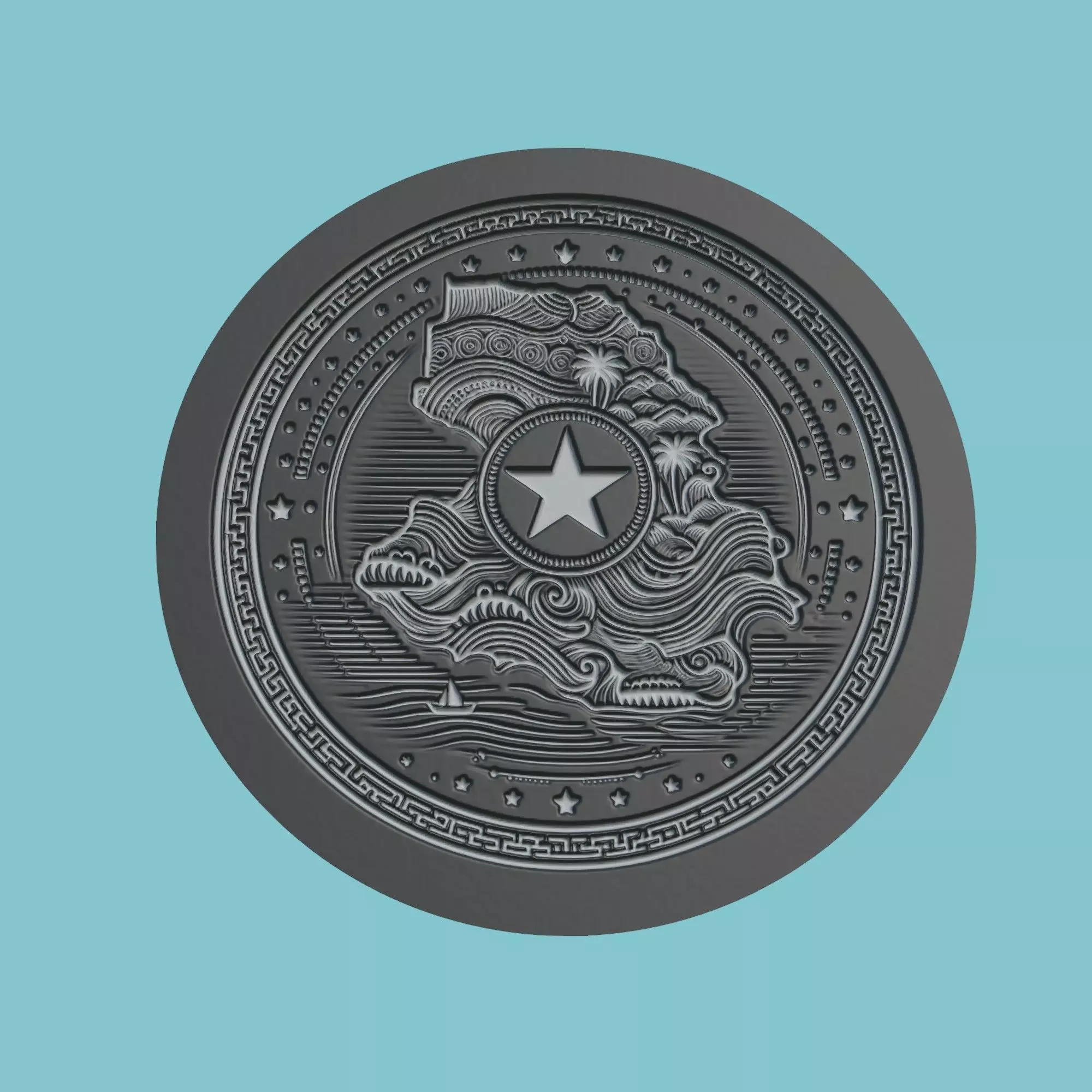 Senegal Map Medallion Wall Art Printer 3D print model_0