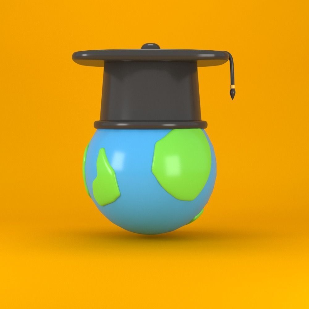 Graduation world Low-poly 3D model_1