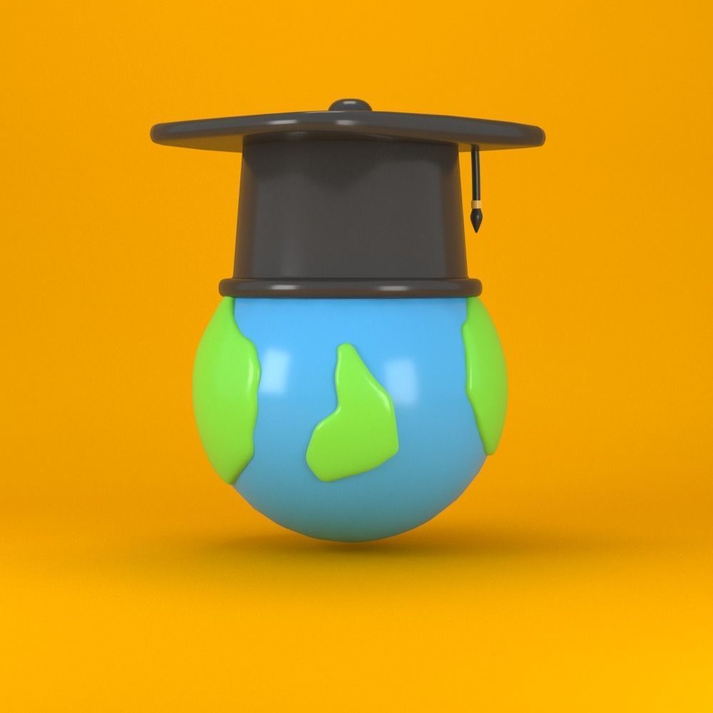 Graduation world Low-poly 3D model_3