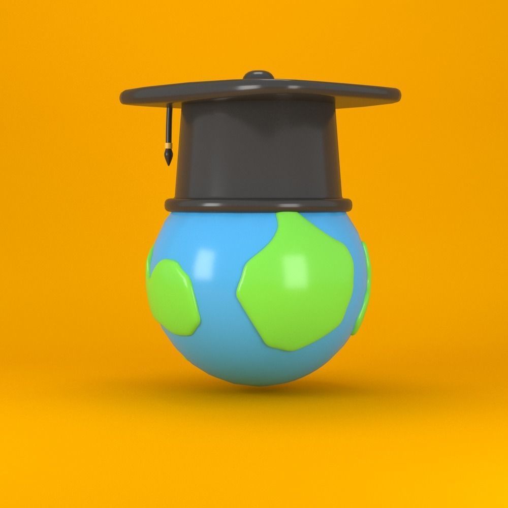 Graduation world Low-poly 3D model_5