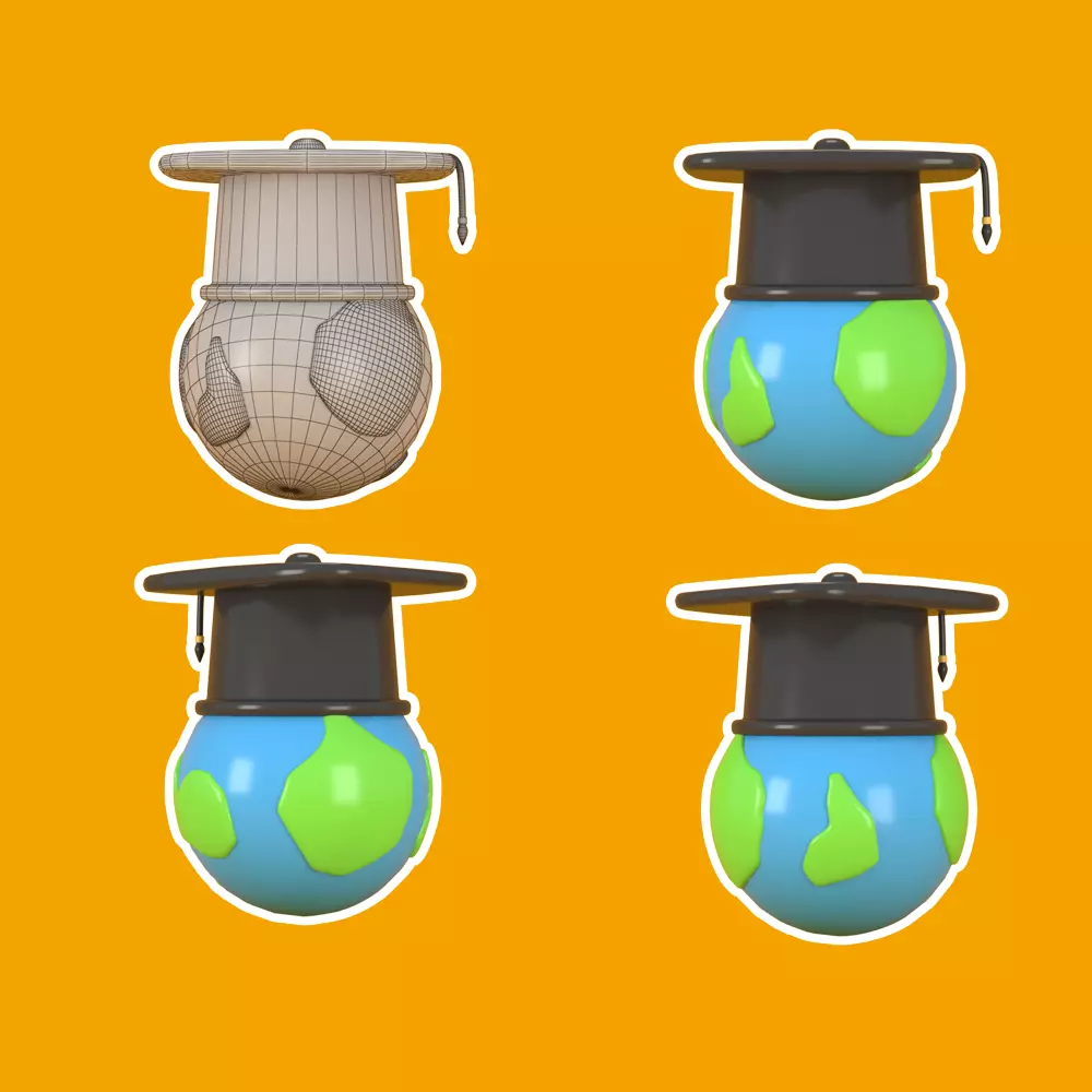 Graduation world Low-poly 3D model_0