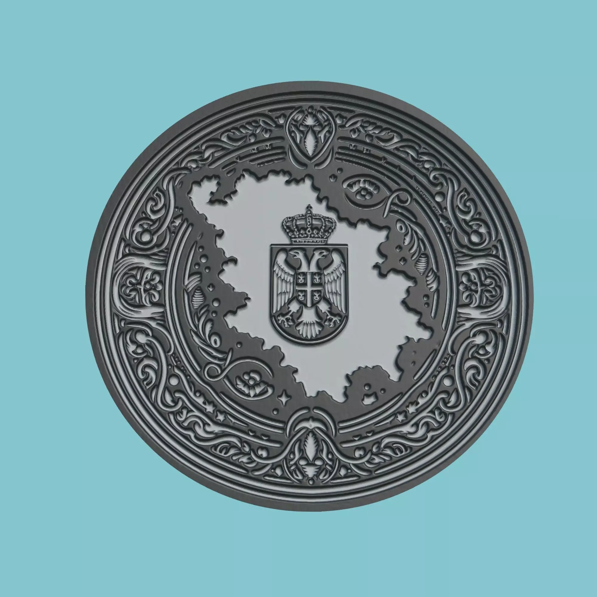 Serbia Map Medallion Wall Art Printer 3D print model_0