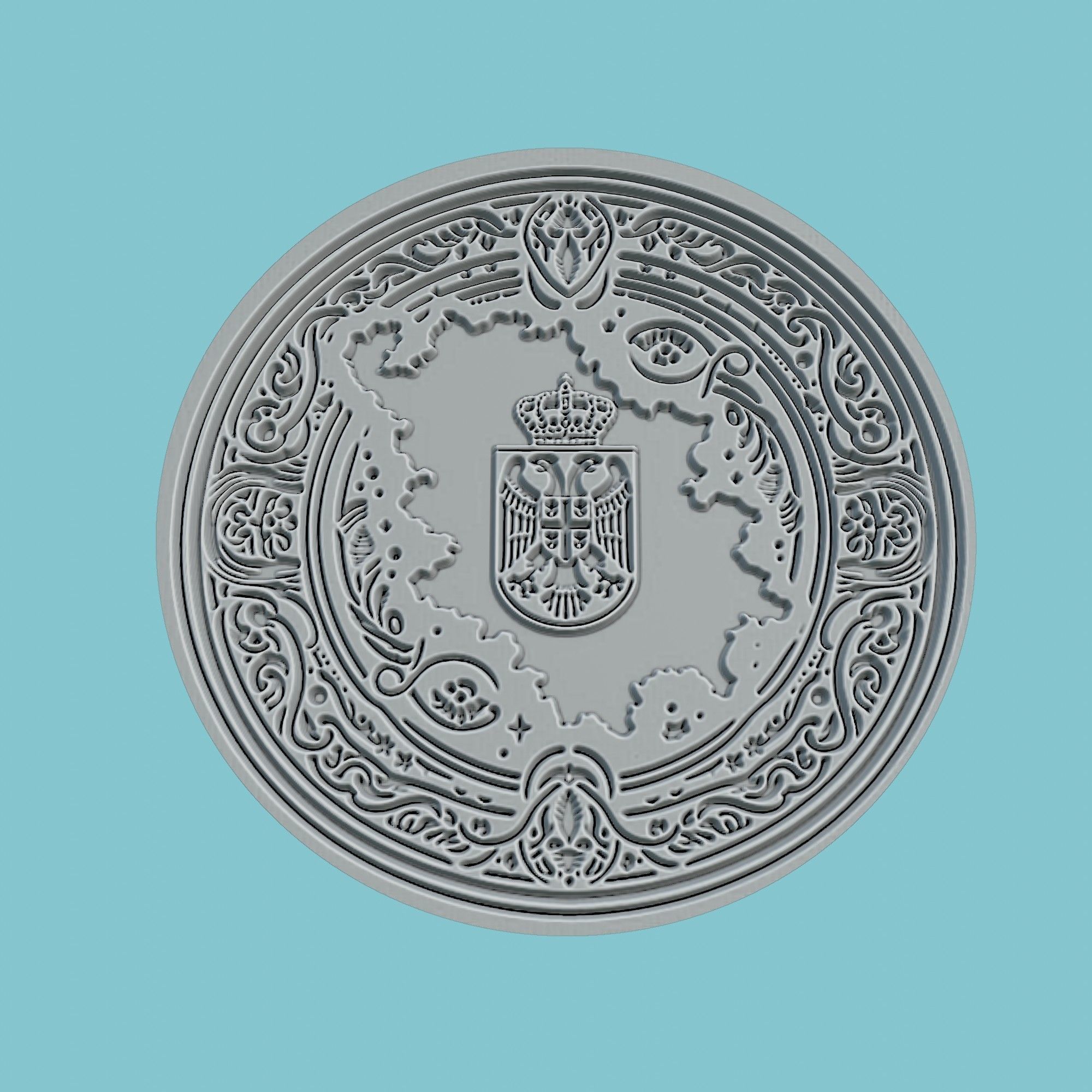 Serbia Map Medallion Wall Art Printer 3D print model_2