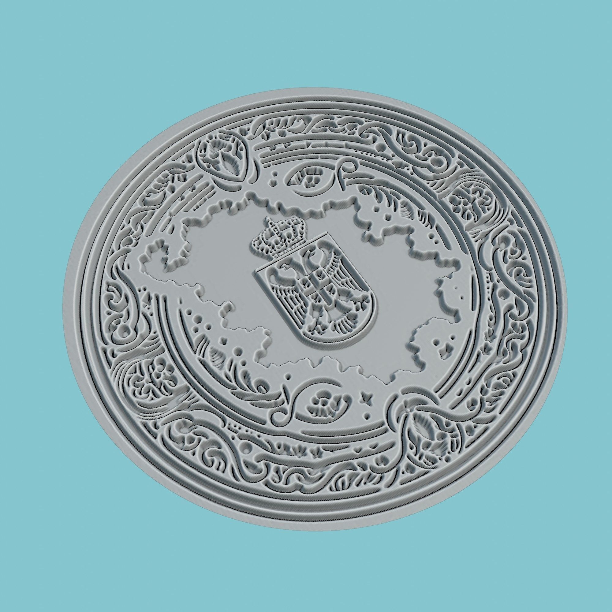 Serbia Map Medallion Wall Art Printer 3D print model_3