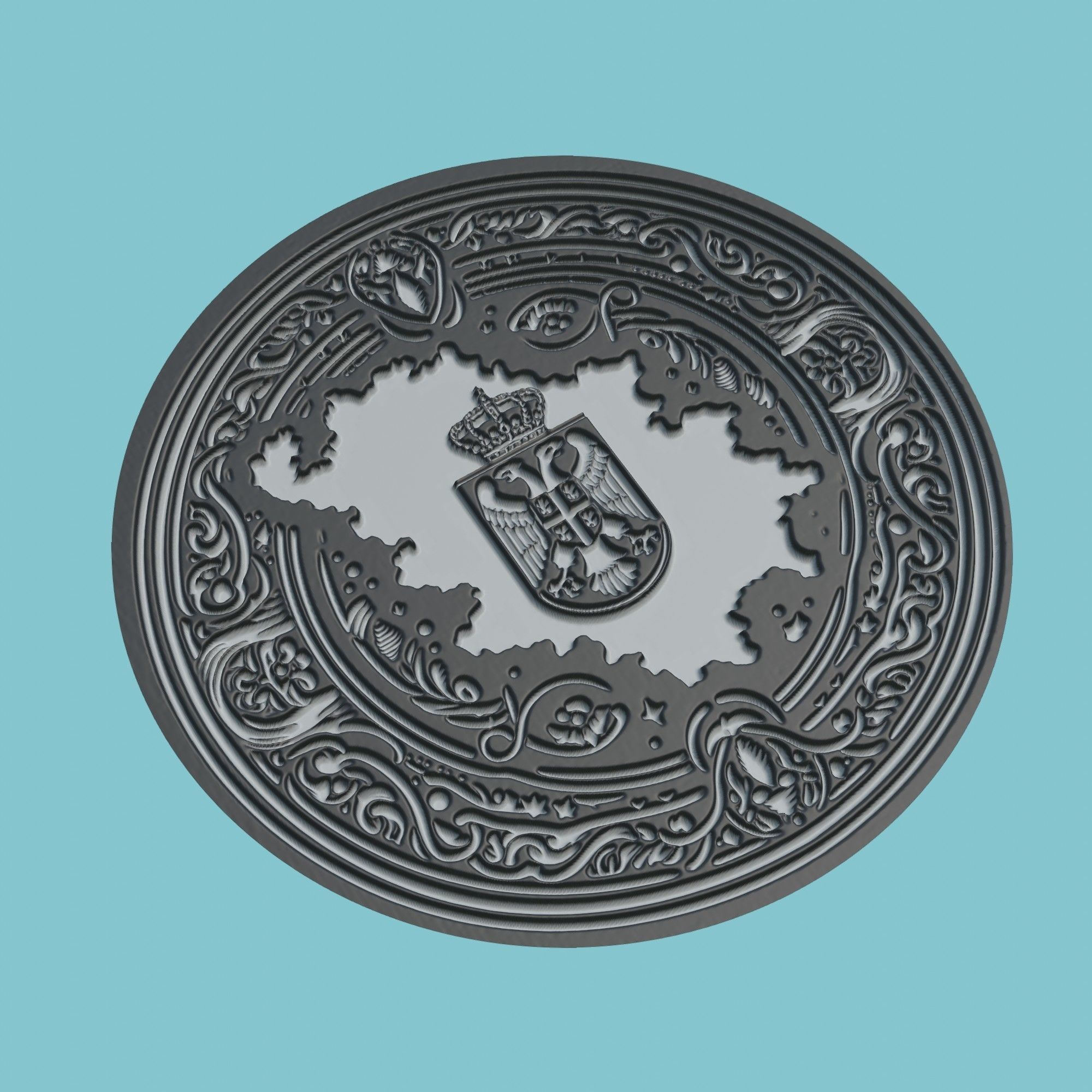 Serbia Map Medallion Wall Art Printer 3D print model_1