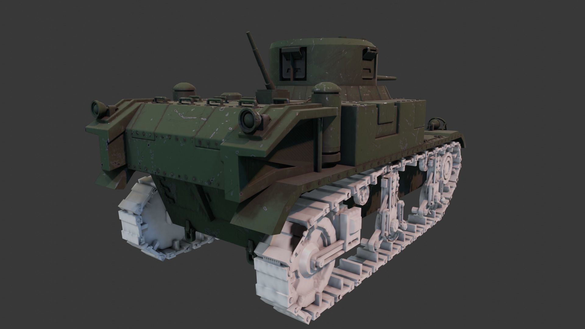 Tank 3d Low-poly 3D model_3