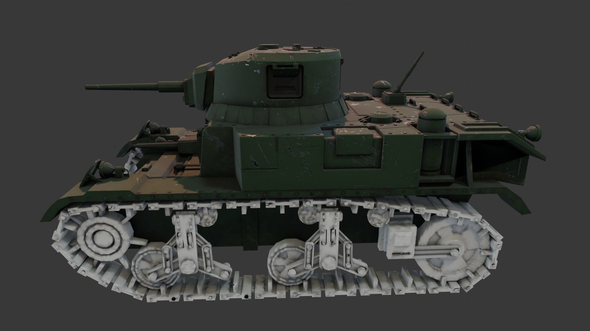 Tank 3d Low-poly 3D model_2