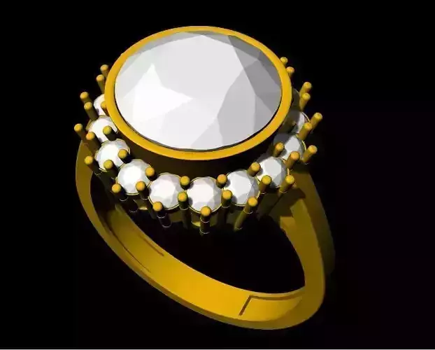 ladies stone ring 3dm and stl file