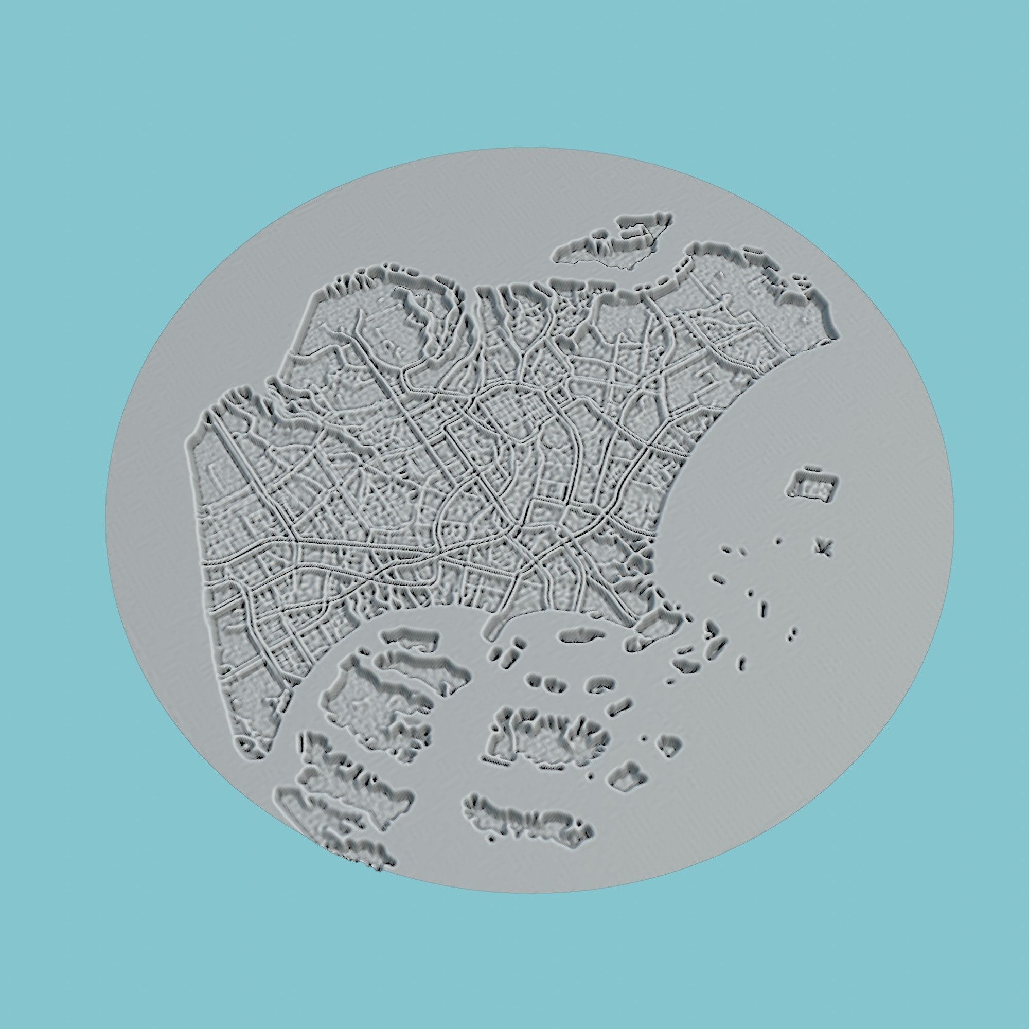 Singapore Map Medallion Wall Art Printer 3D print model_3
