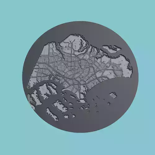 Singapore Map Medallion Wall Art Printer 3D print model