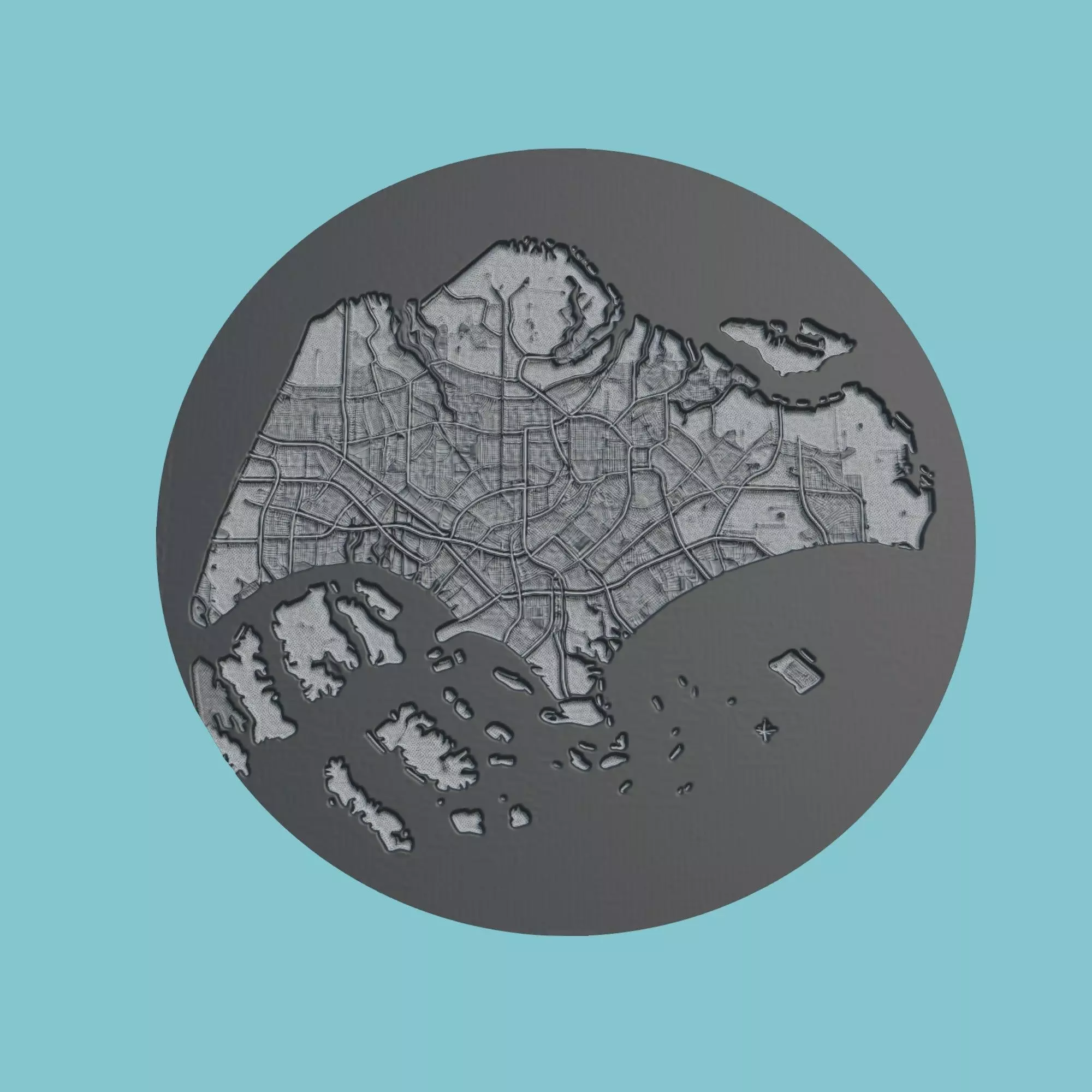 Singapore Map Medallion Wall Art Printer 3D print model_0