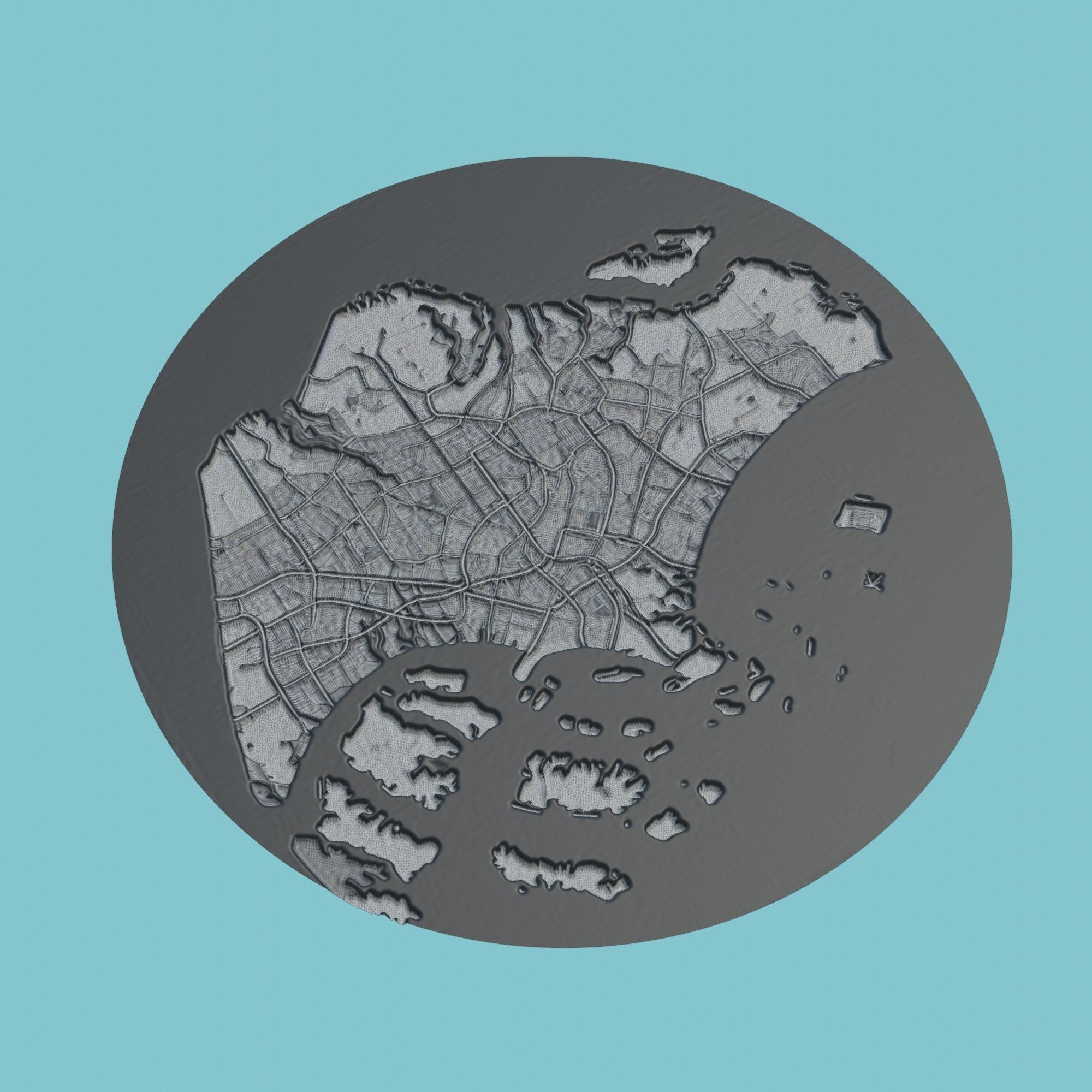 Singapore Map Medallion Wall Art Printer 3D print model_1