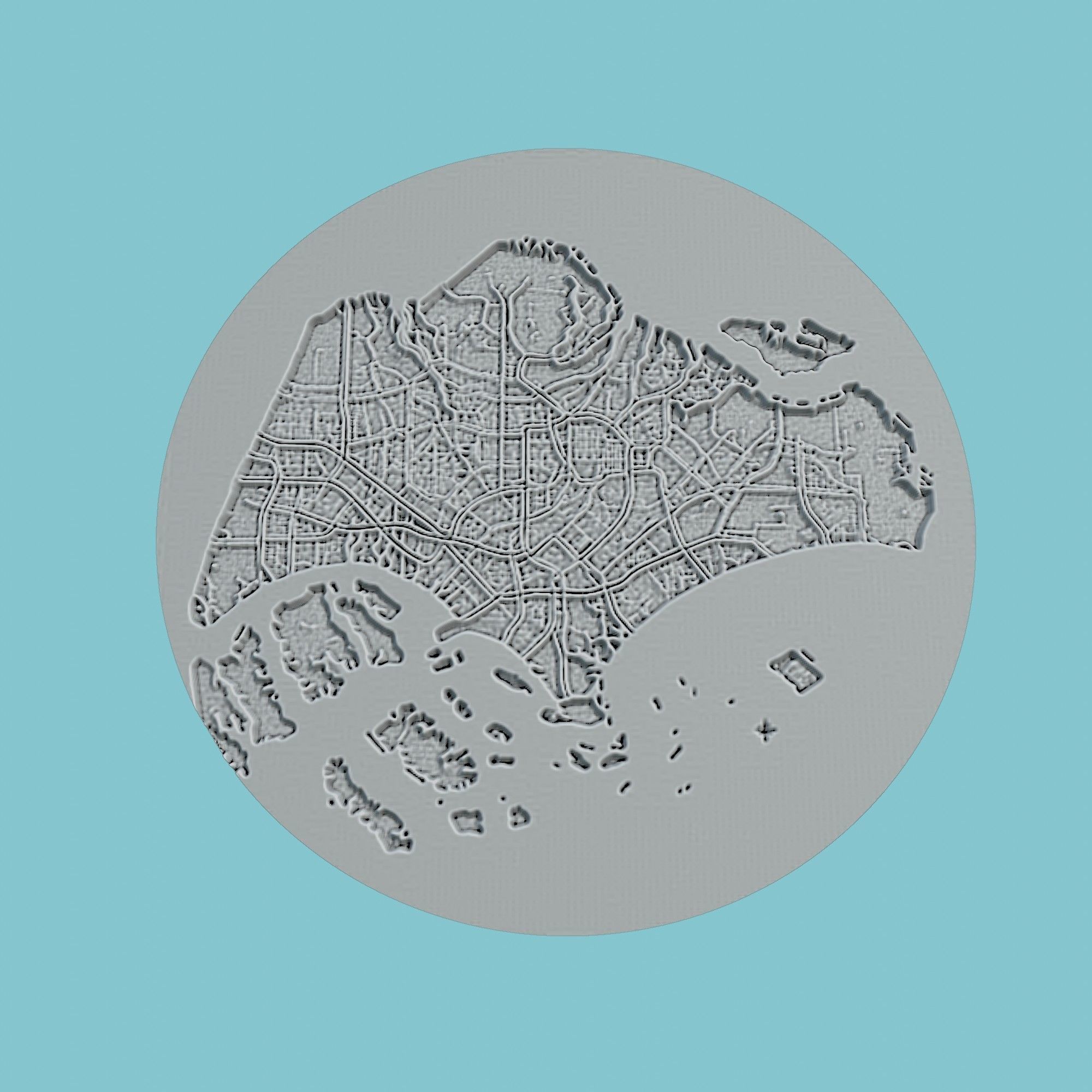 Singapore Map Medallion Wall Art Printer 3D print model_2