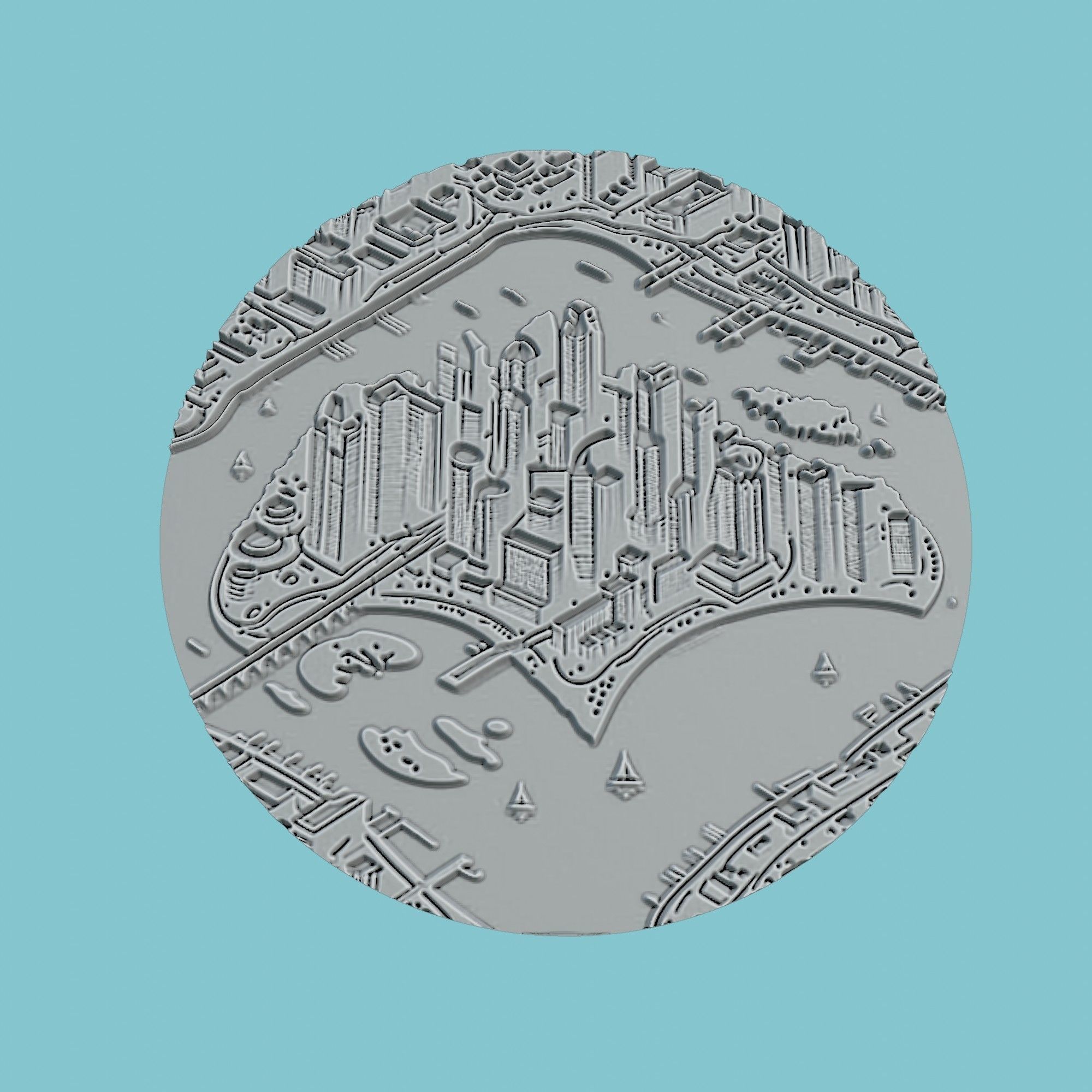 Singapore Map Medallion Wall Art Printer 3D print model_2